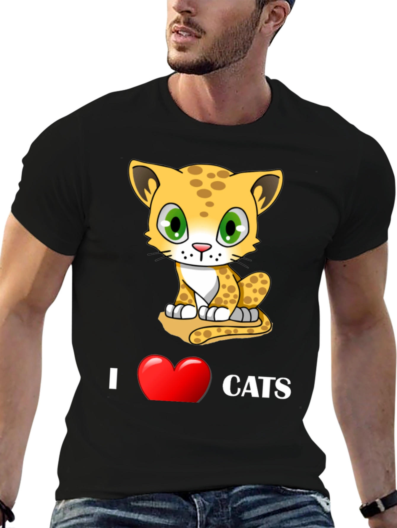 I Love Cats T-Shirt - Cute Cartoon Kitten Design