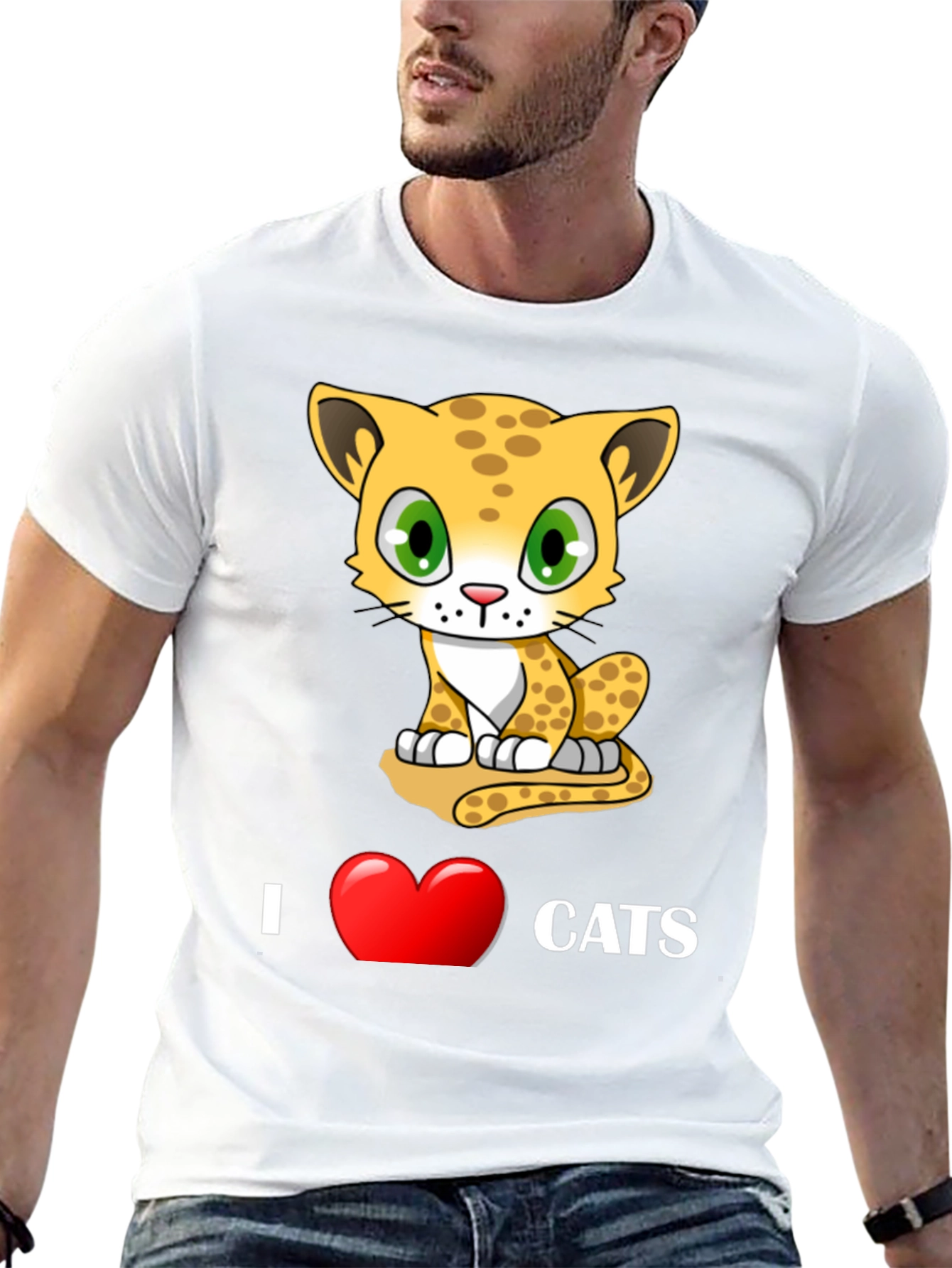 I Love Cats T-Shirt - Cute Cartoon Kitten Design