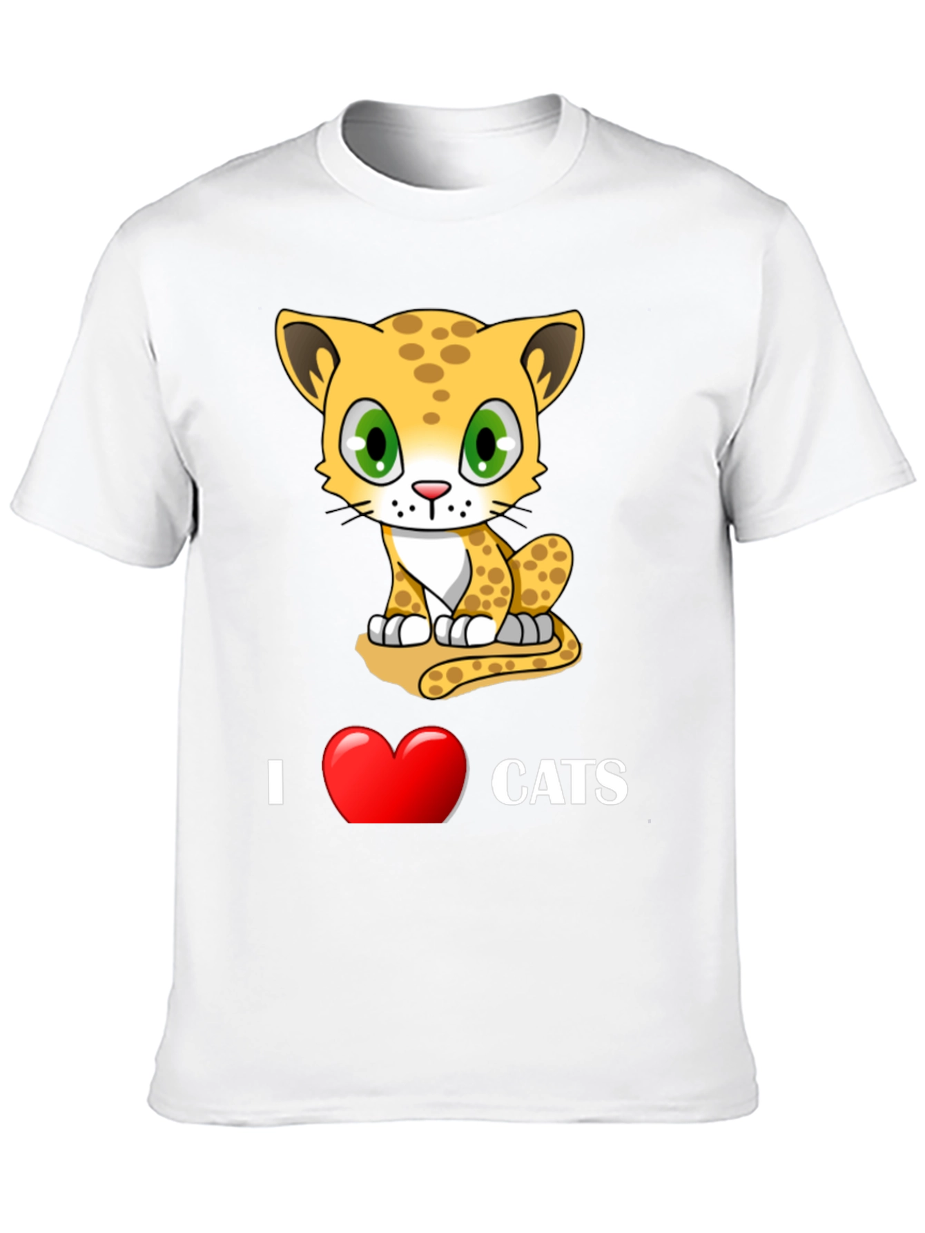 I Love Cats T-Shirt - Cute Cartoon Kitten Design