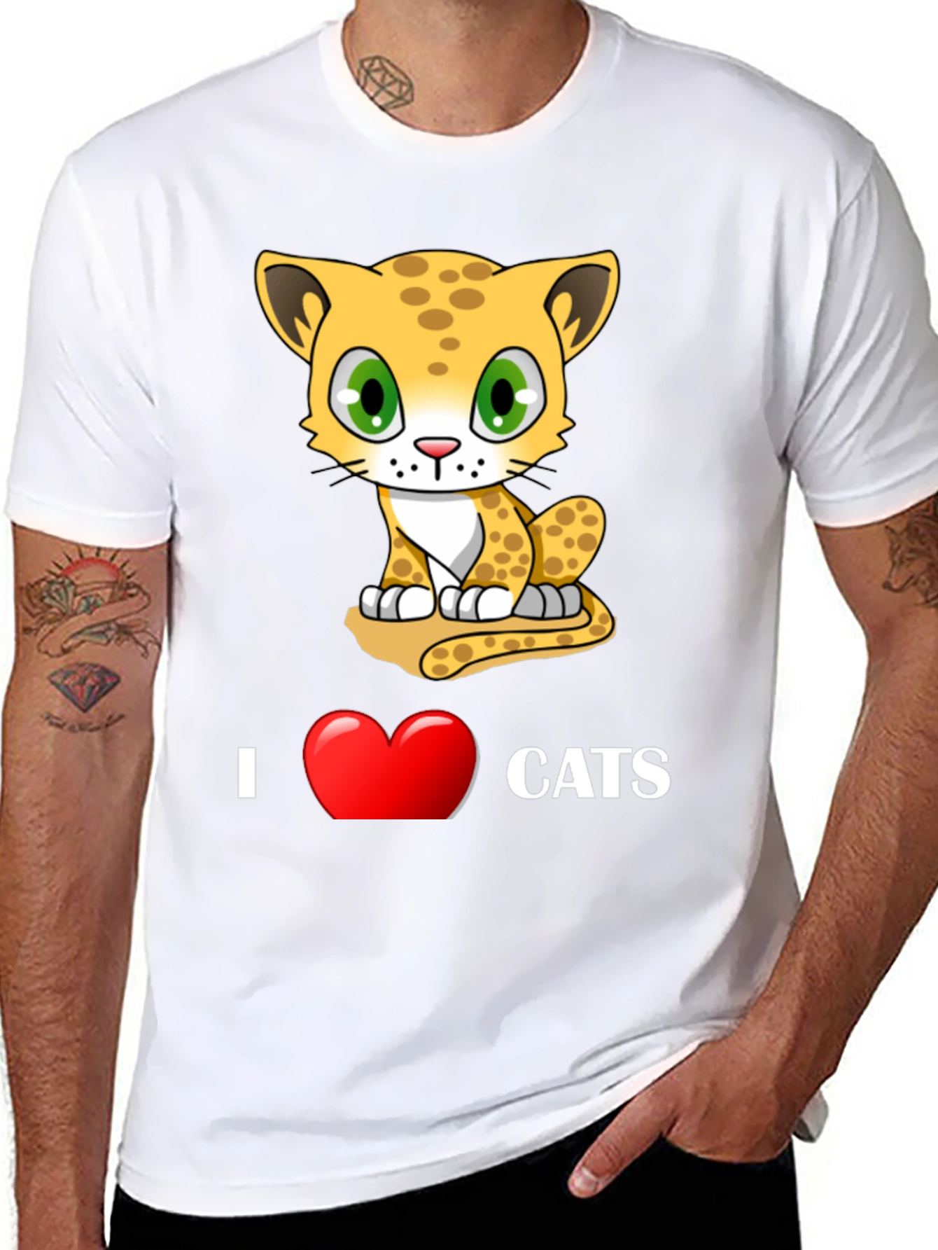 I Love Cats T-Shirt - Cute Cartoon Kitten Design