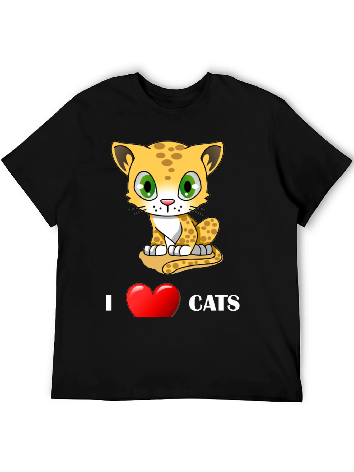 I Love Cats T-Shirt - Cute Cartoon Kitten Design