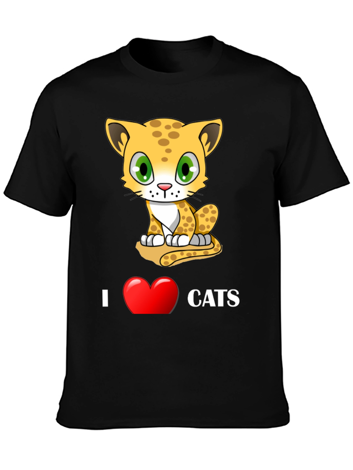 I Love Cats T-Shirt - Cute Cartoon Kitten Design