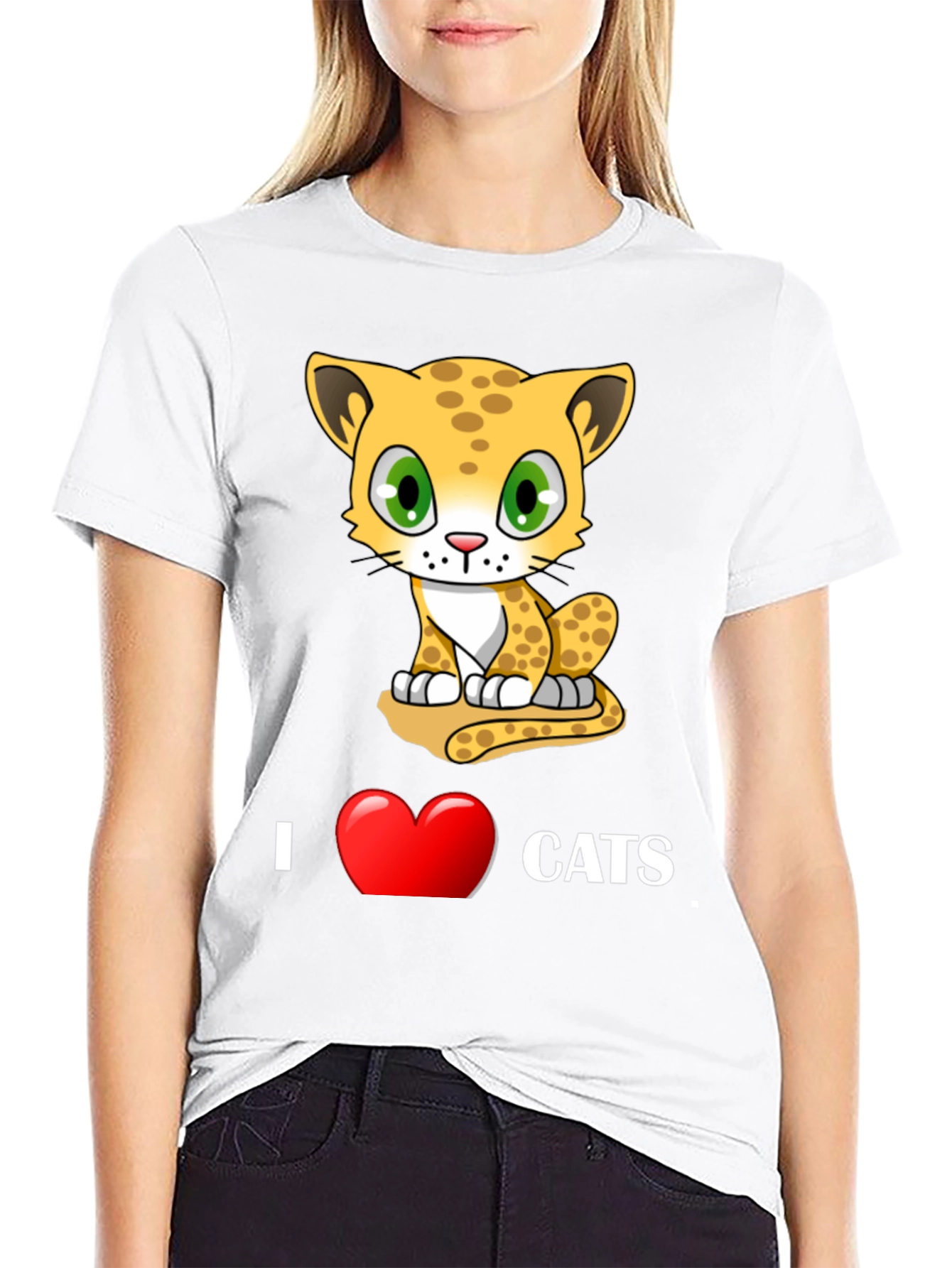 I Love Cats T-Shirt - Cute Cartoon Kitten Design