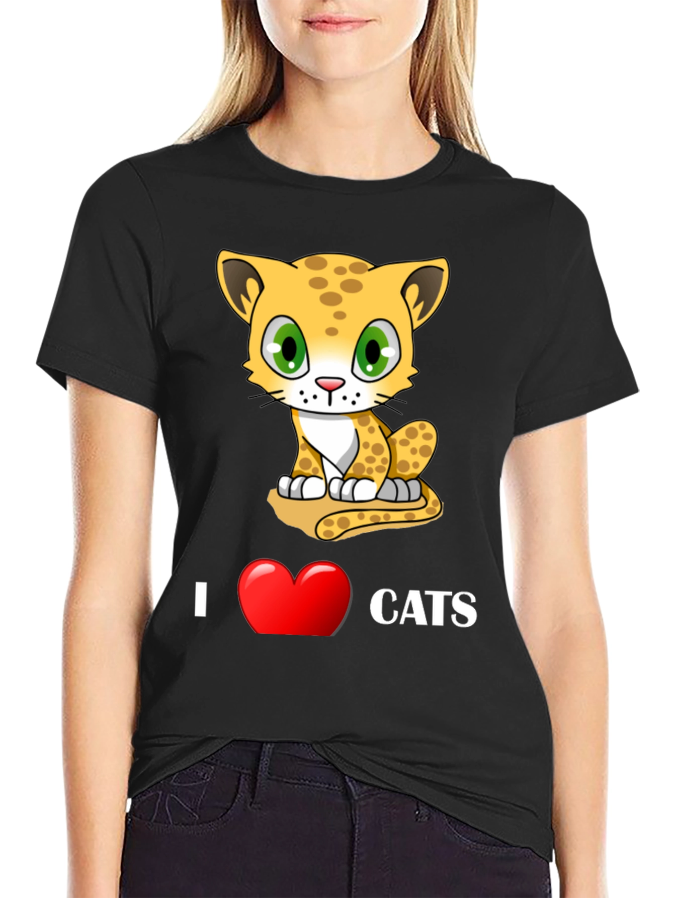 I Love Cats T-Shirt - Cute Cartoon Kitten Design