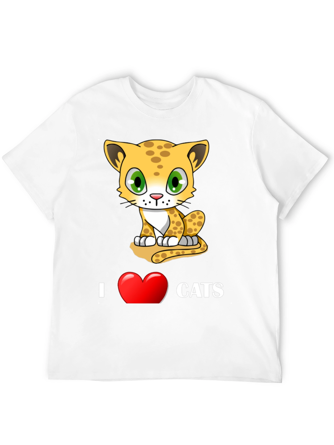 I Love Cats T-Shirt - Cute Cartoon Kitten Design