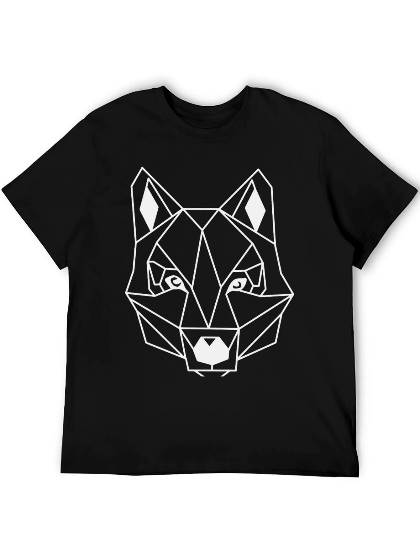 Geometric Wolf Graphic Tee - Black Unisex T-Shirt