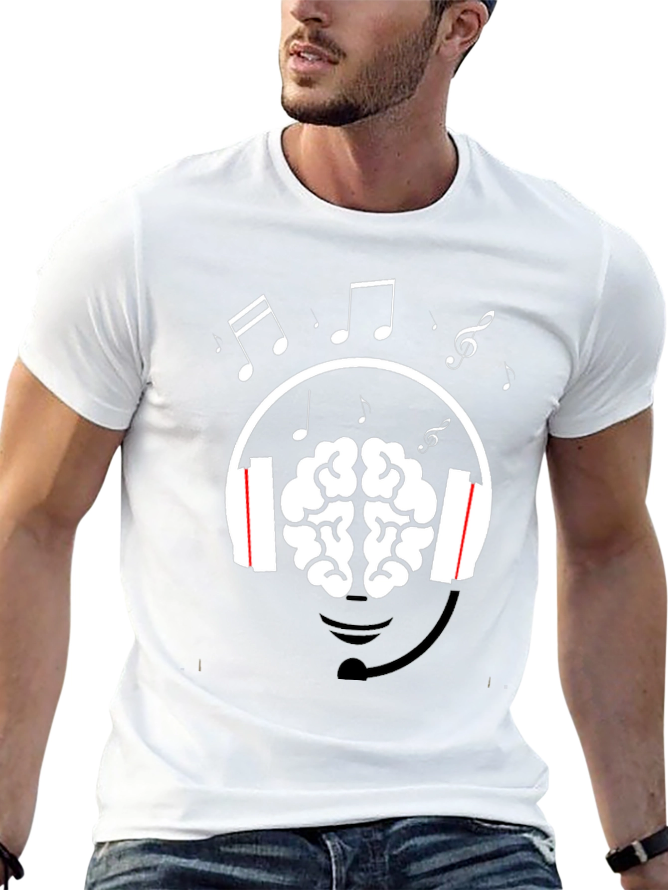 Brain Music Lover T-Shirt - Headphone Graphic Tee
