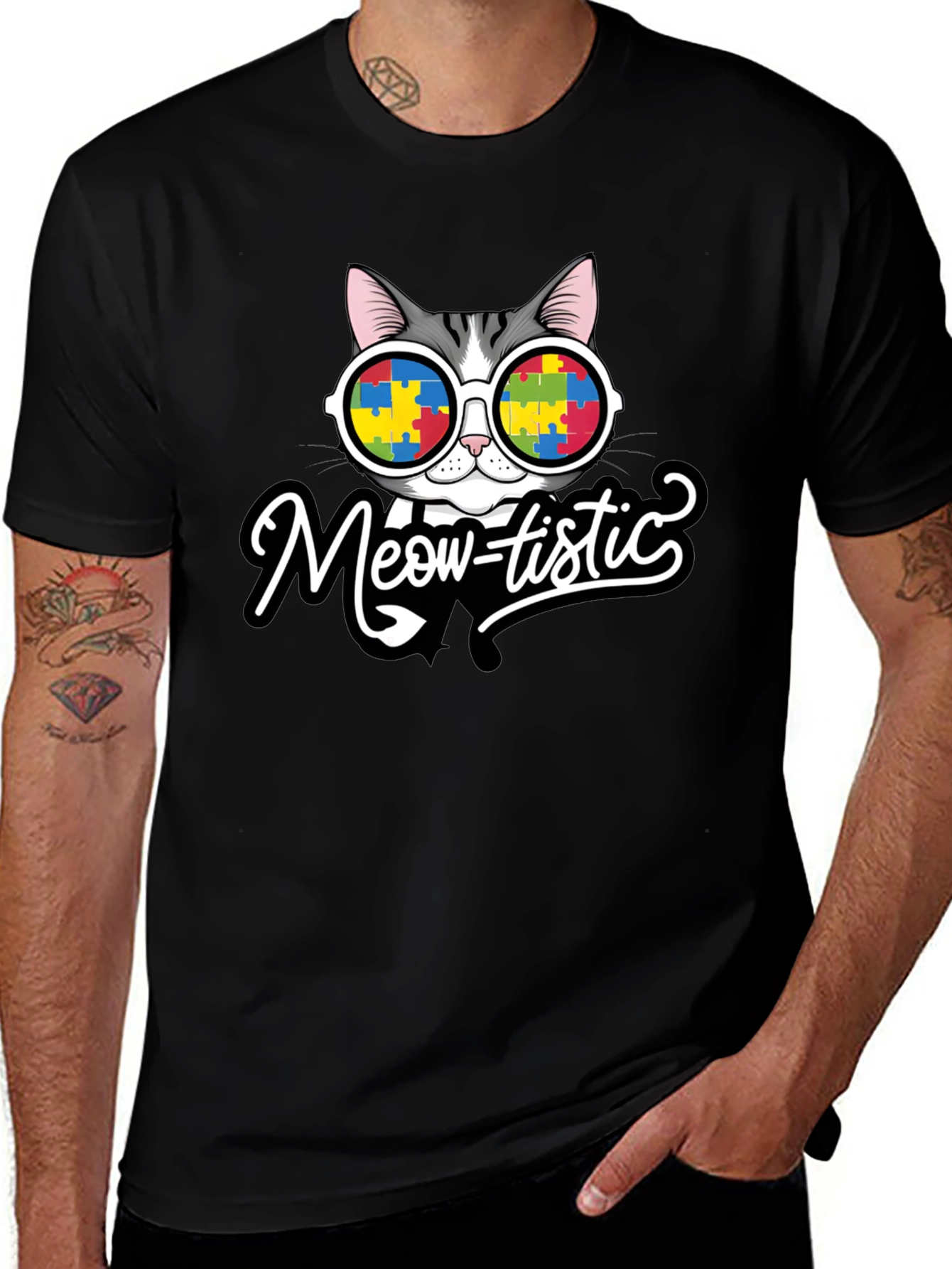 Meow-tistic Cat Autism Awareness T-Shirt