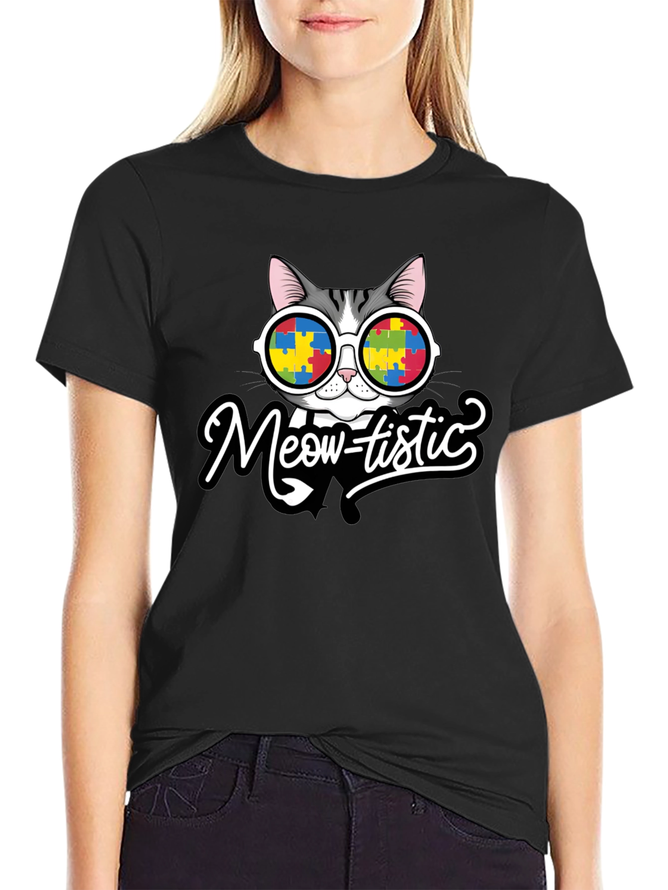 Meow-tistic Cat Autism Awareness T-Shirt