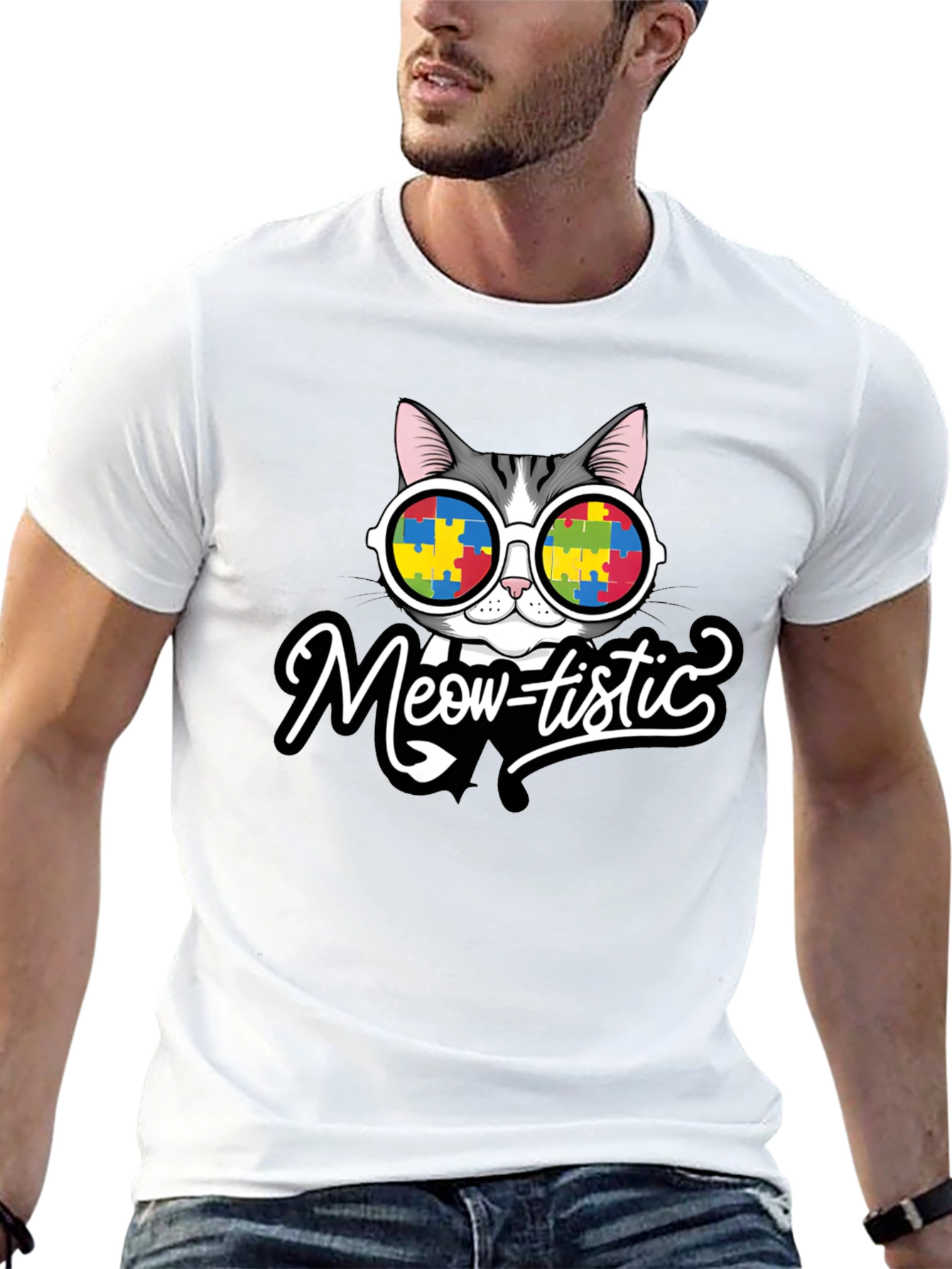 Meow-tistic Cat Autism Awareness T-Shirt
