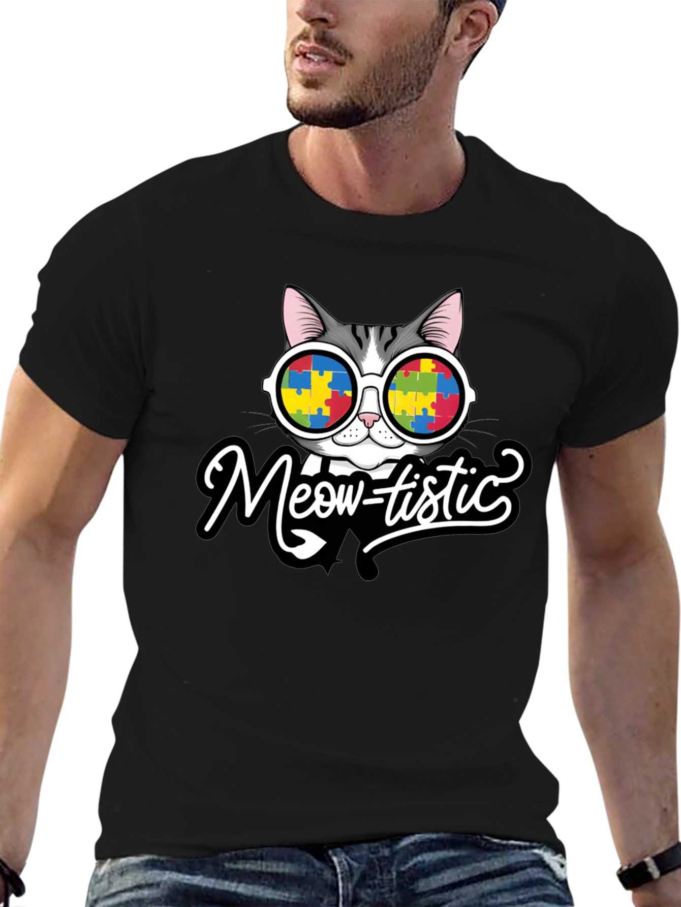 Meow-tistic Cat Autism Awareness T-Shirt