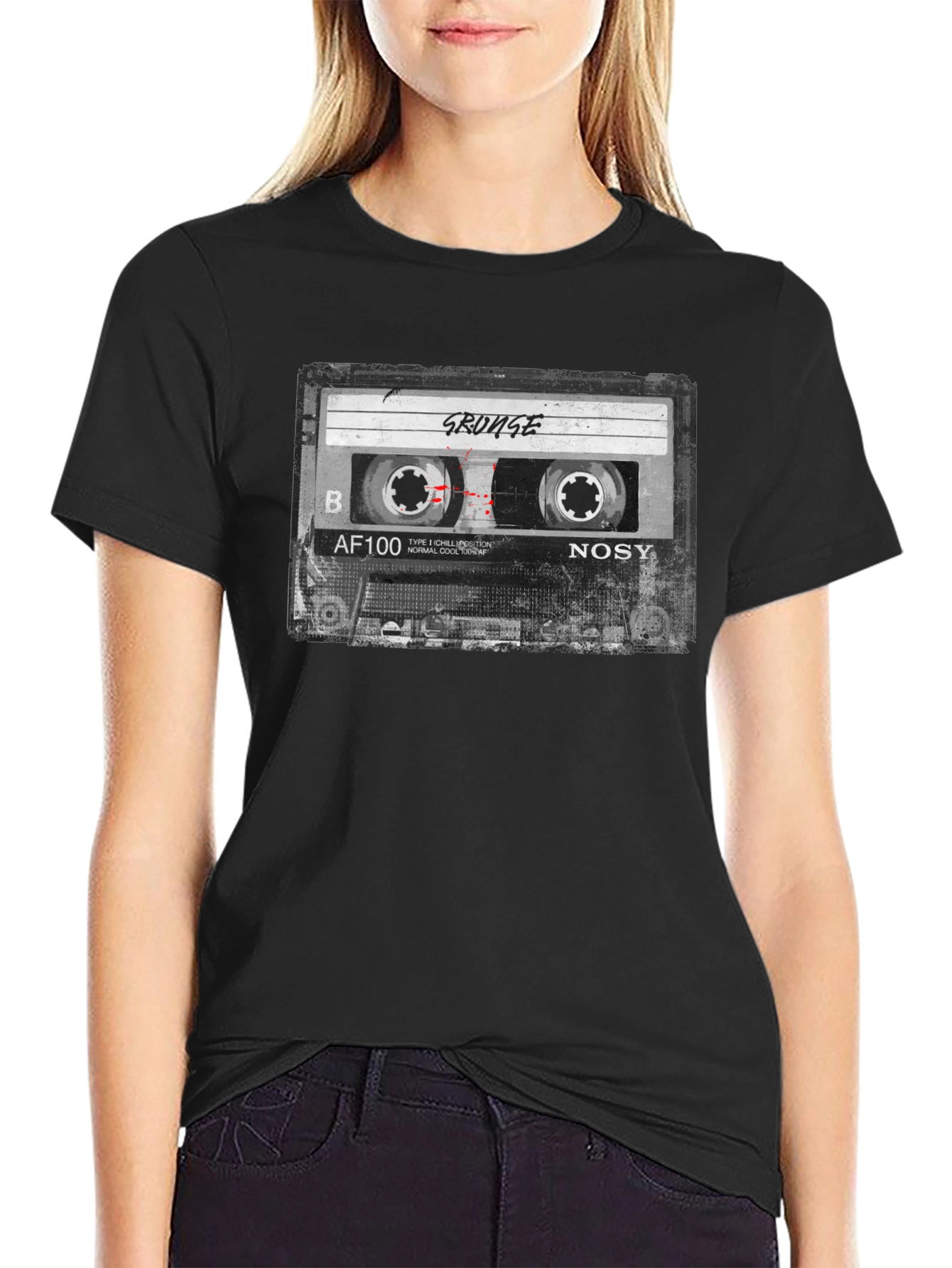 Grunge Cassette Tape Graphic T-Shirt - Retro Music Tee