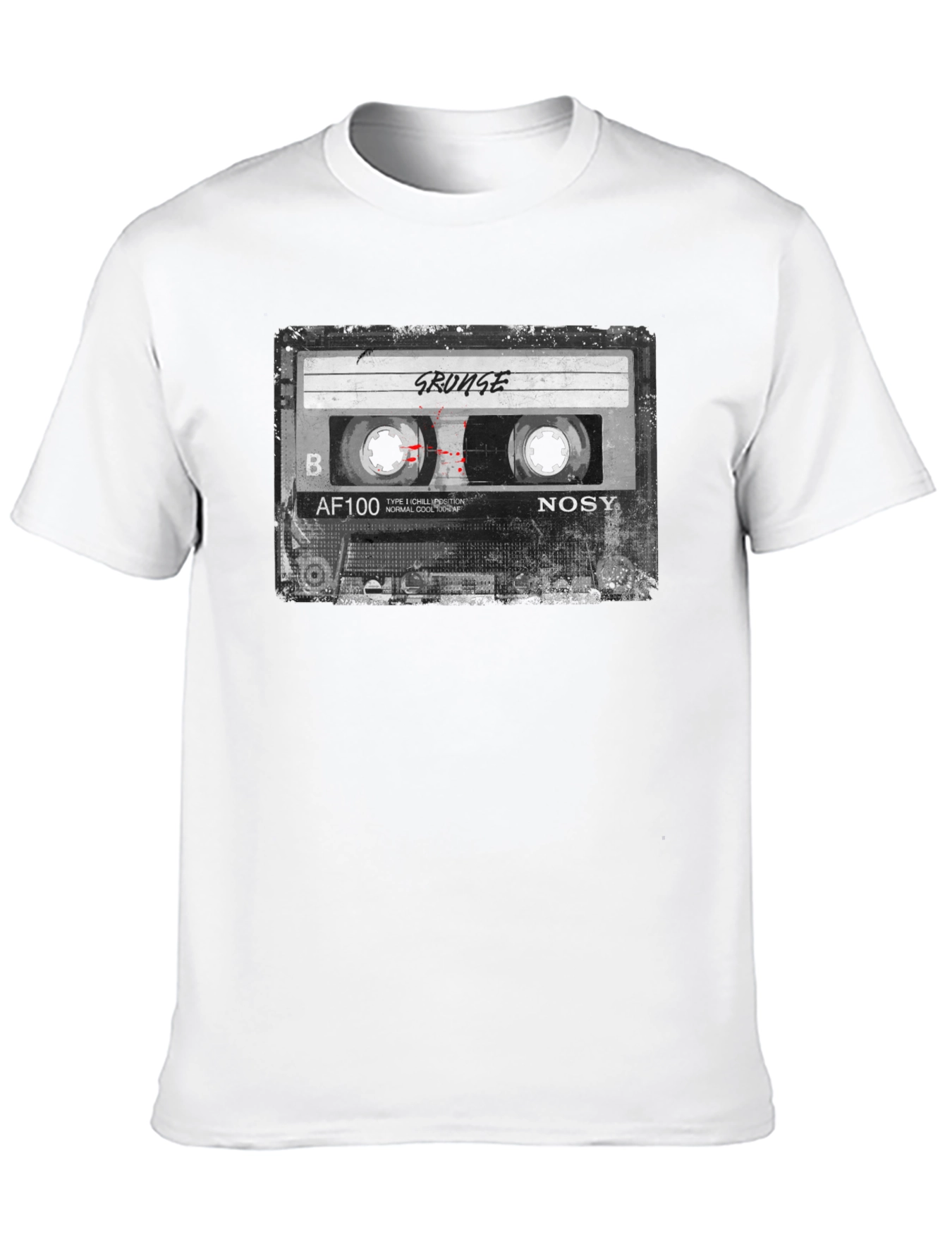 Grunge Cassette Tape Graphic T-Shirt - Retro Music Tee