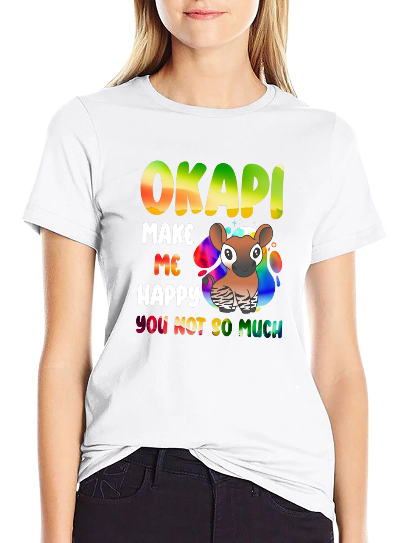 Okapi Graphic T-Shirt - Make Me Happy Design