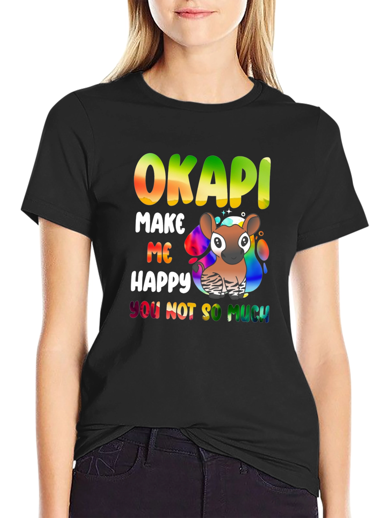 Okapi Graphic T-Shirt - Make Me Happy Design