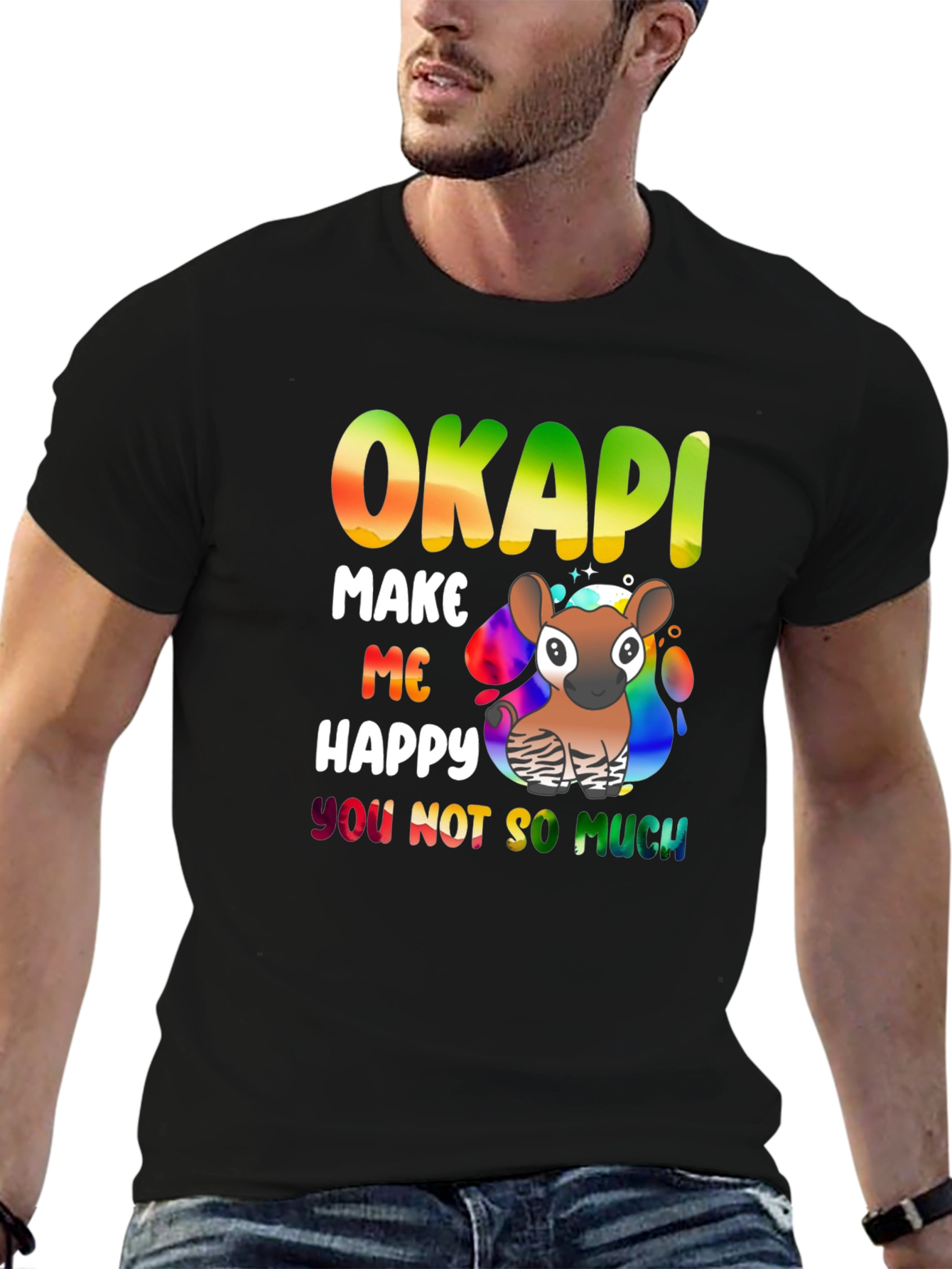 Okapi Graphic T-Shirt - Make Me Happy Design