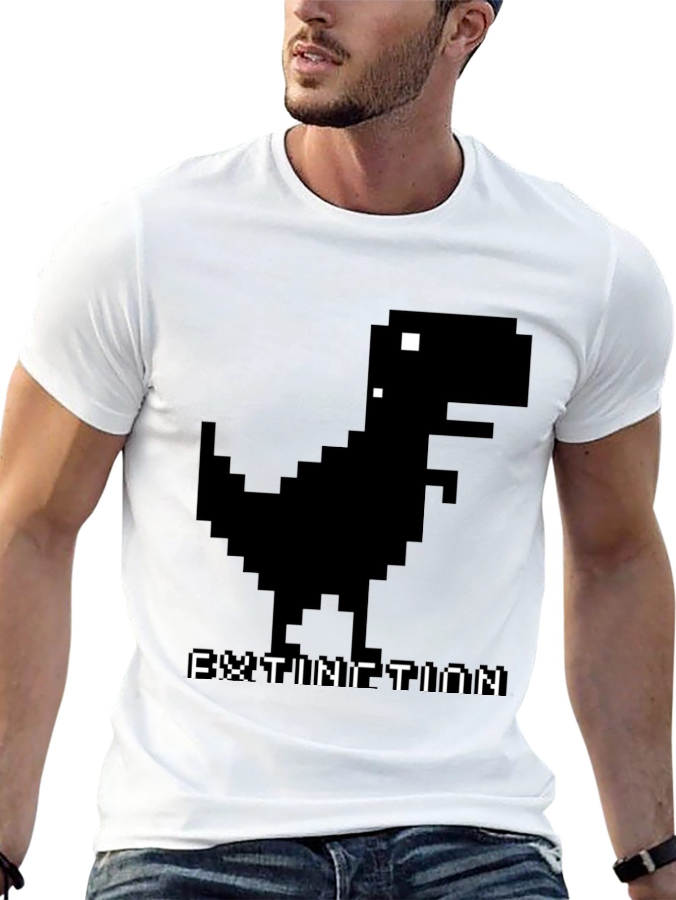 Extinction Dinosaur Pixel Art T-Shirt