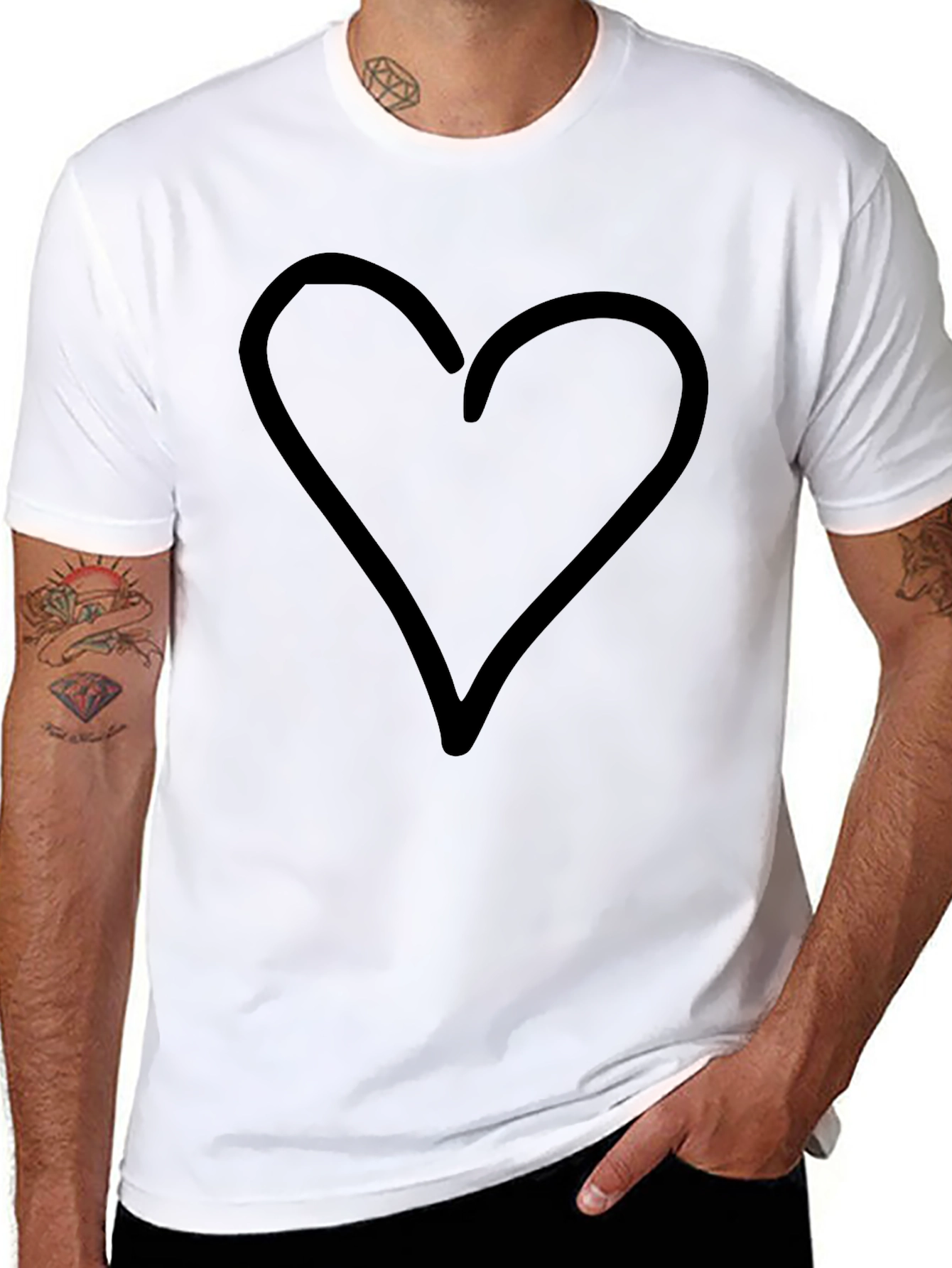 Heart Graphic Black T-Shirt - Casual Style