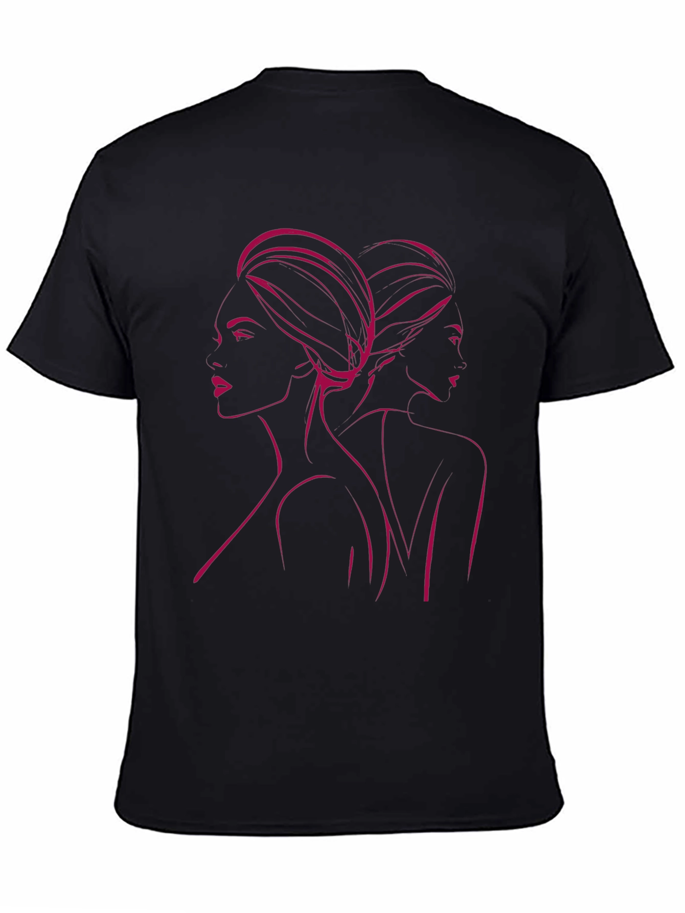Stylish Black T-Shirt with Woman Portrait Design