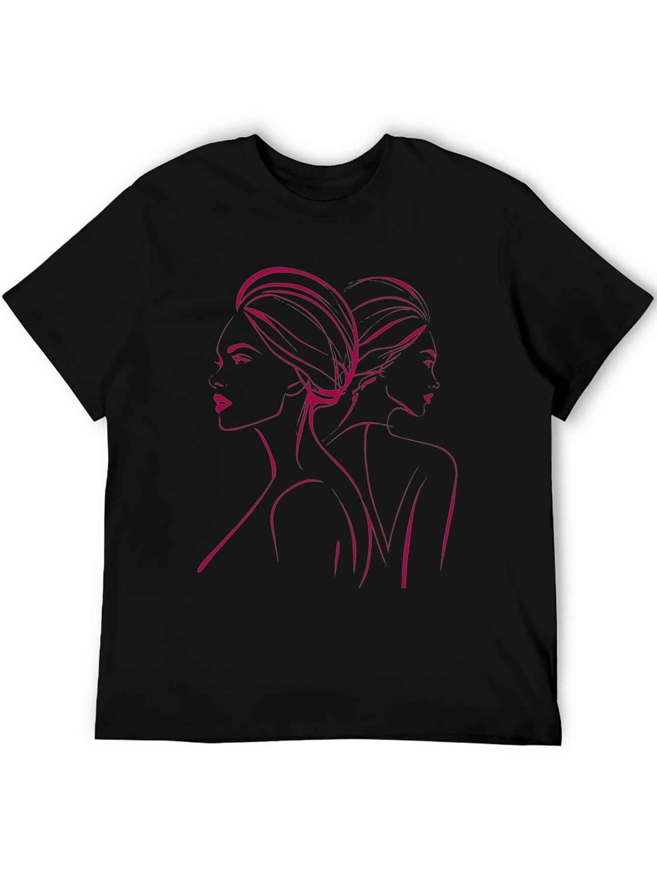 Stylish Black T-Shirt with Woman Portrait Design