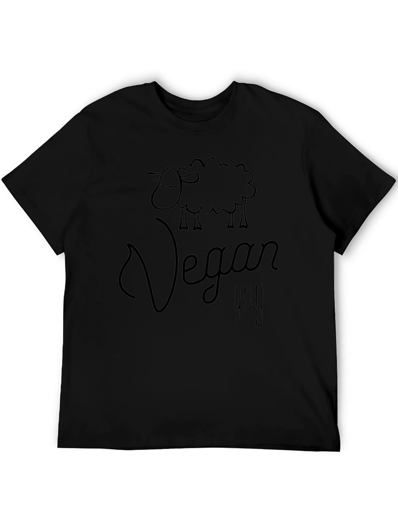 Vegan Guy Sheep Graphic Tee - Black Cotton