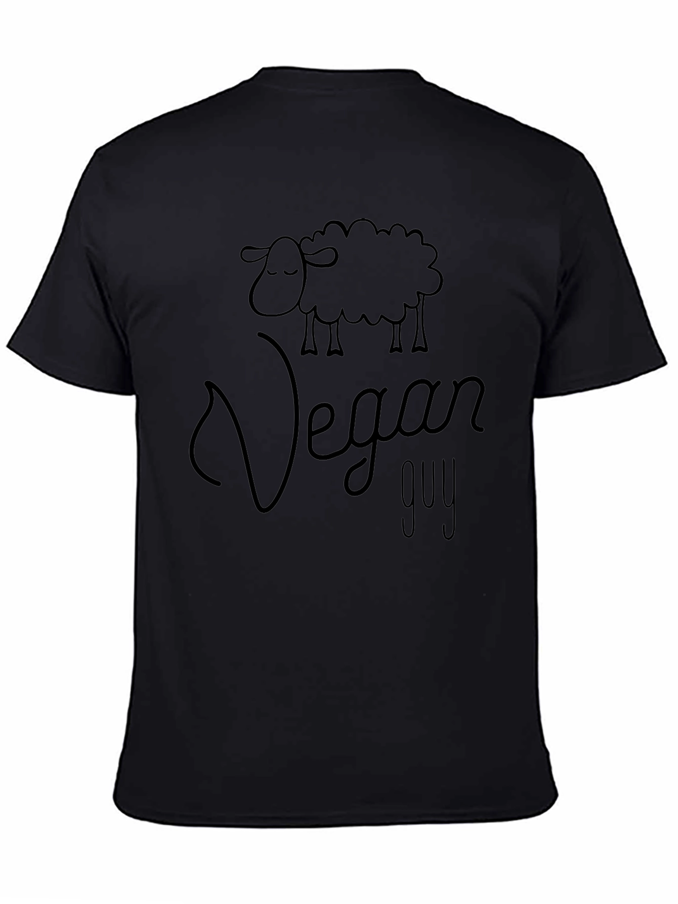 Vegan Guy Sheep Graphic Tee - Black Cotton