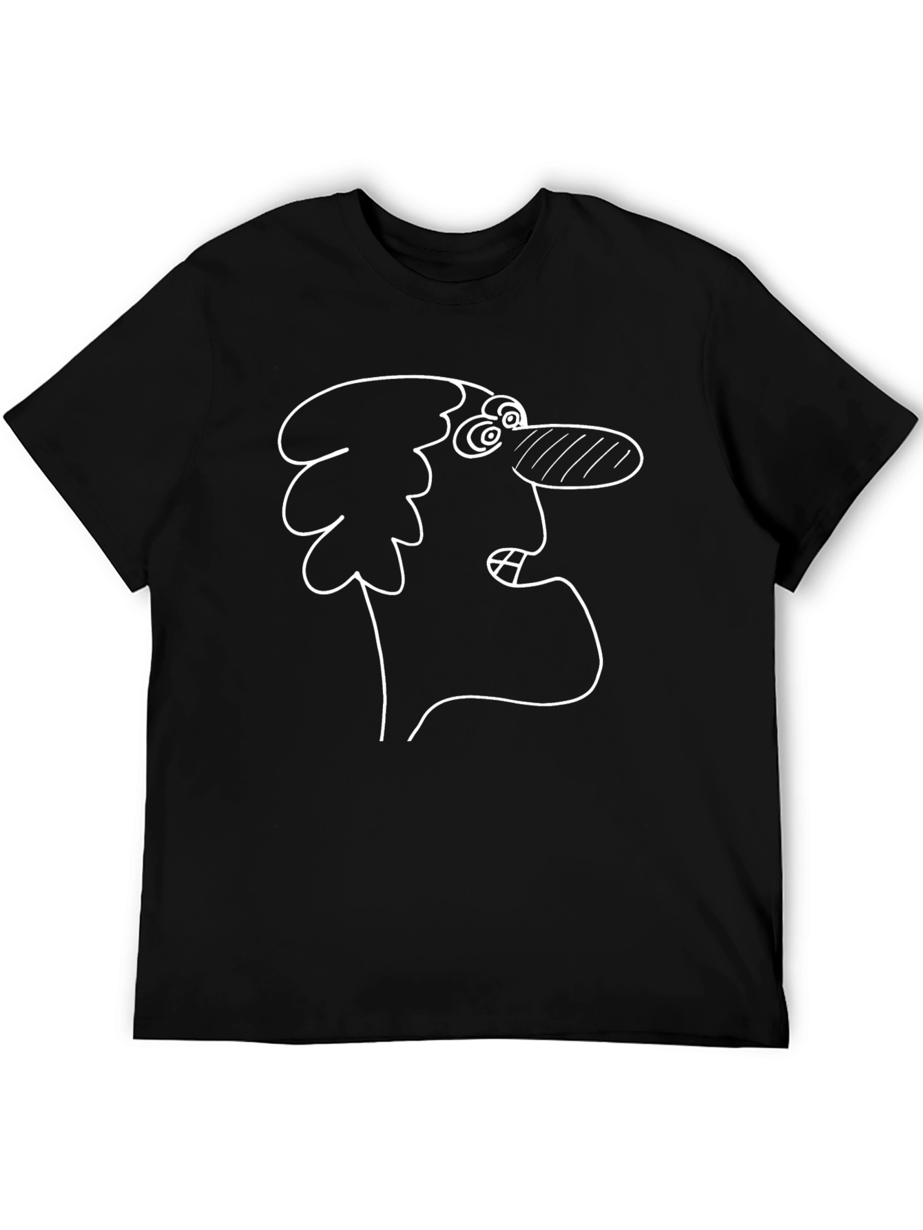 Cartoon Face Graphic Tee - Black Cotton