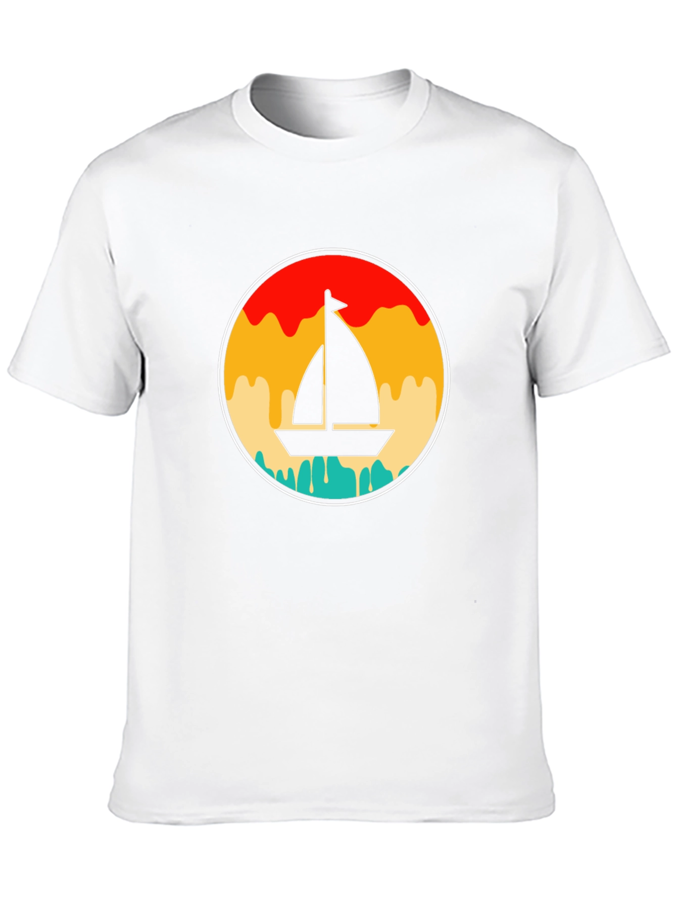 Retro Sunset Sailboat Graphic T-Shirt