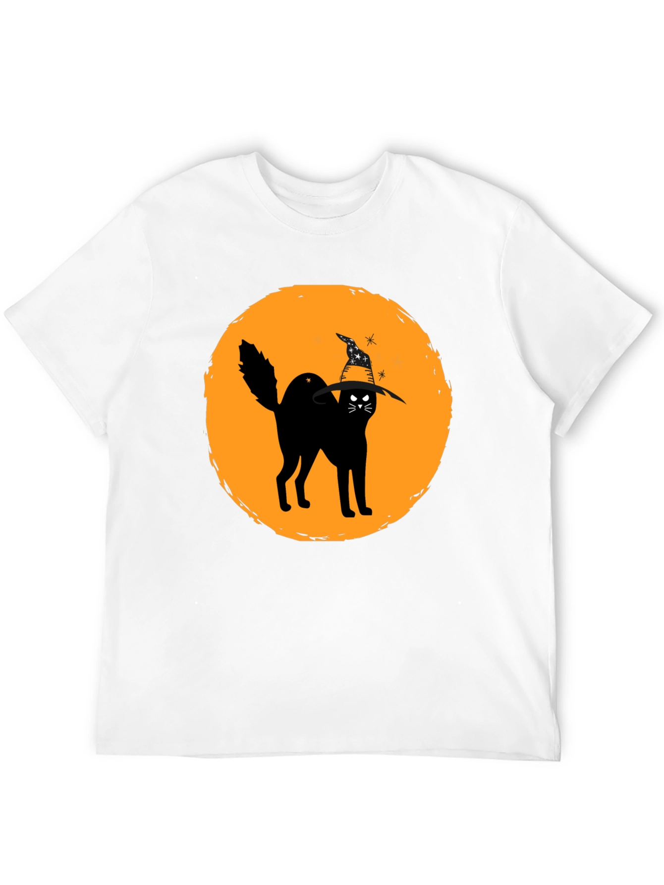 Halloween Cat Graphic Tee - Unisex Black T-Shirt