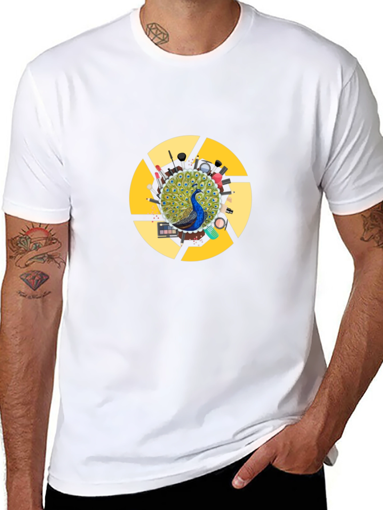 Peacock Makeup Artist T-Shirt - Black Cotton Blend