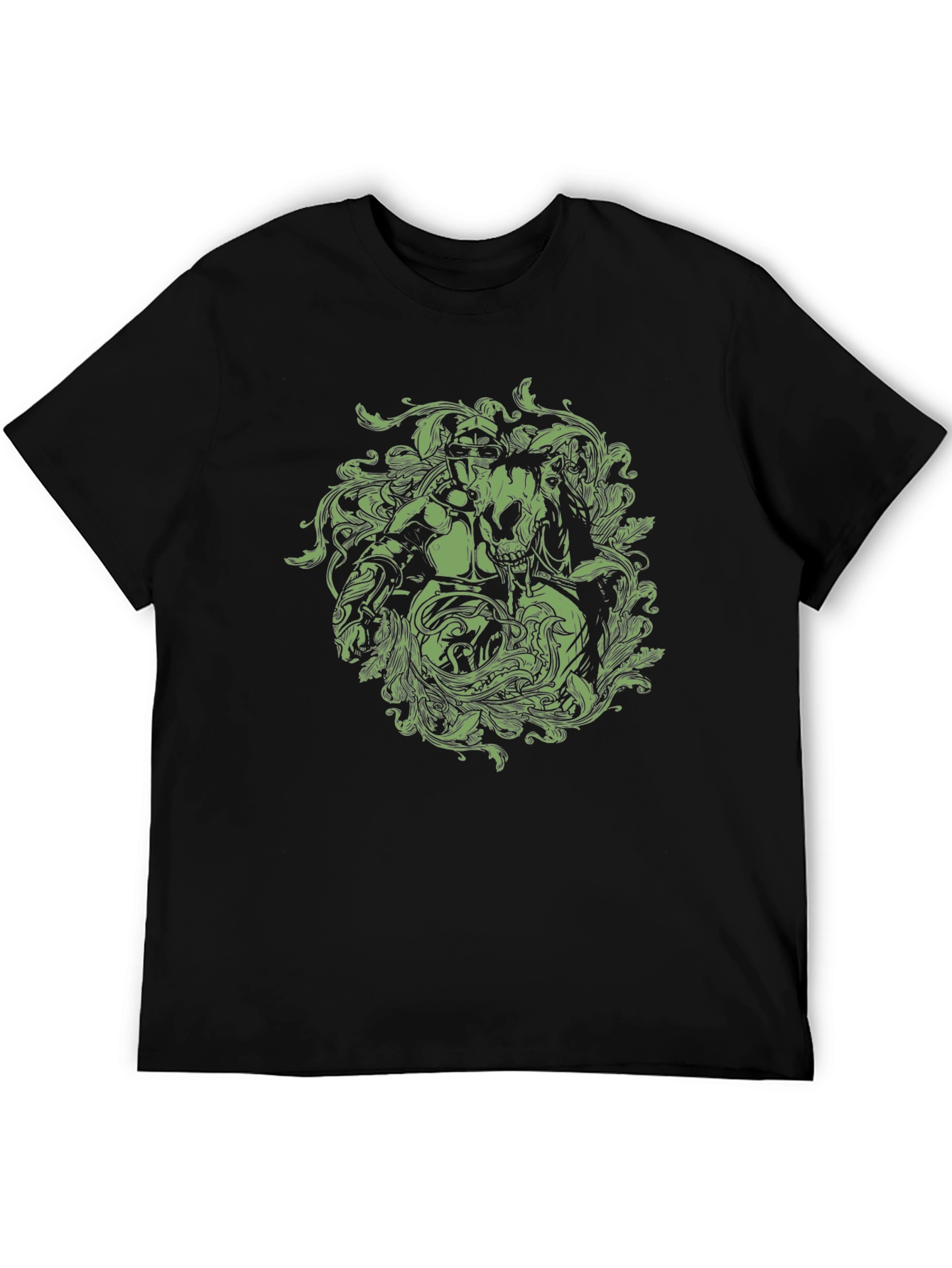 Black Graphic T-Shirt - Knight and Skull