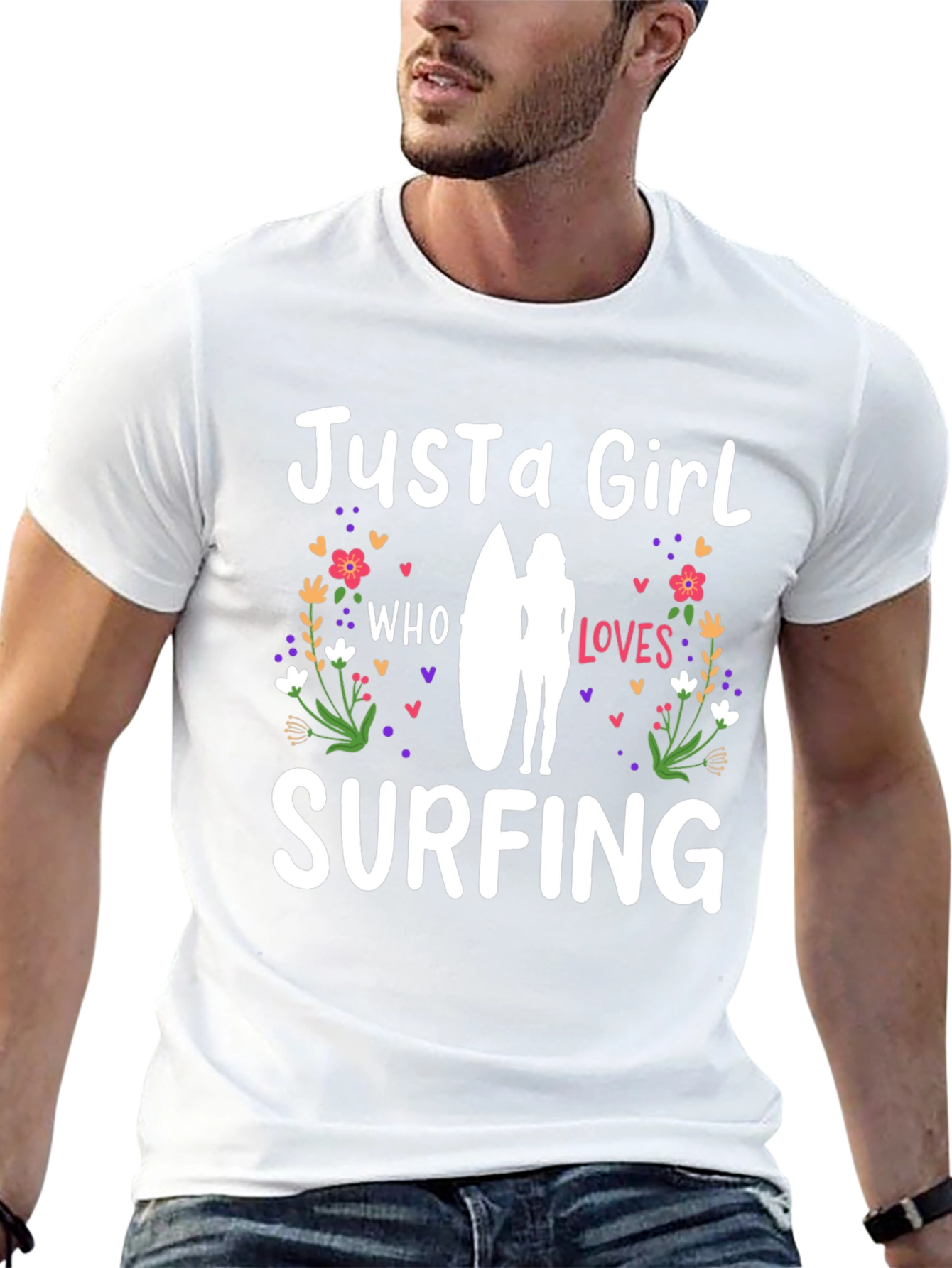 Just a Girl Who Loves Surfing Black T-Shirt
