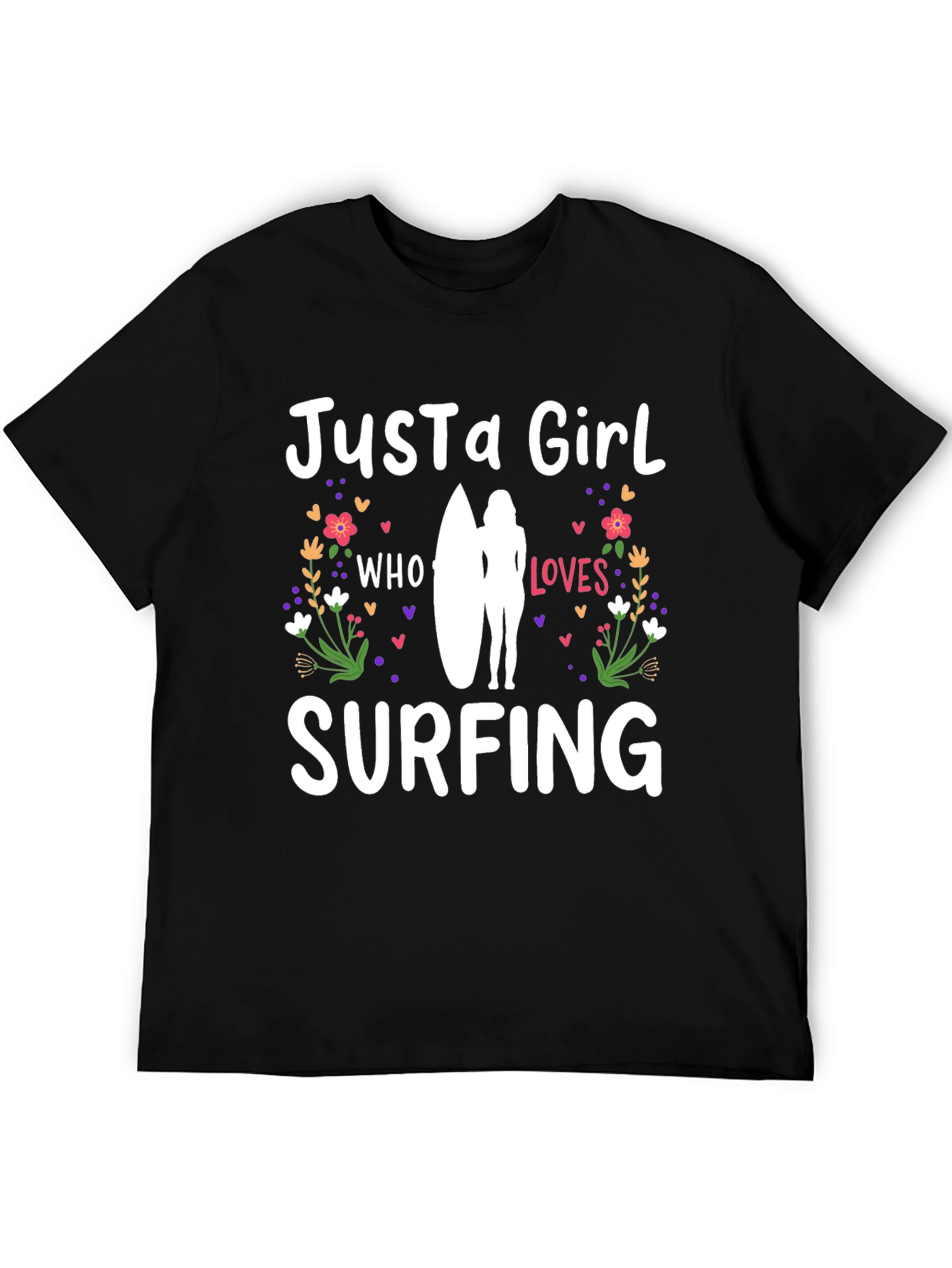 Just a Girl Who Loves Surfing Black T-Shirt