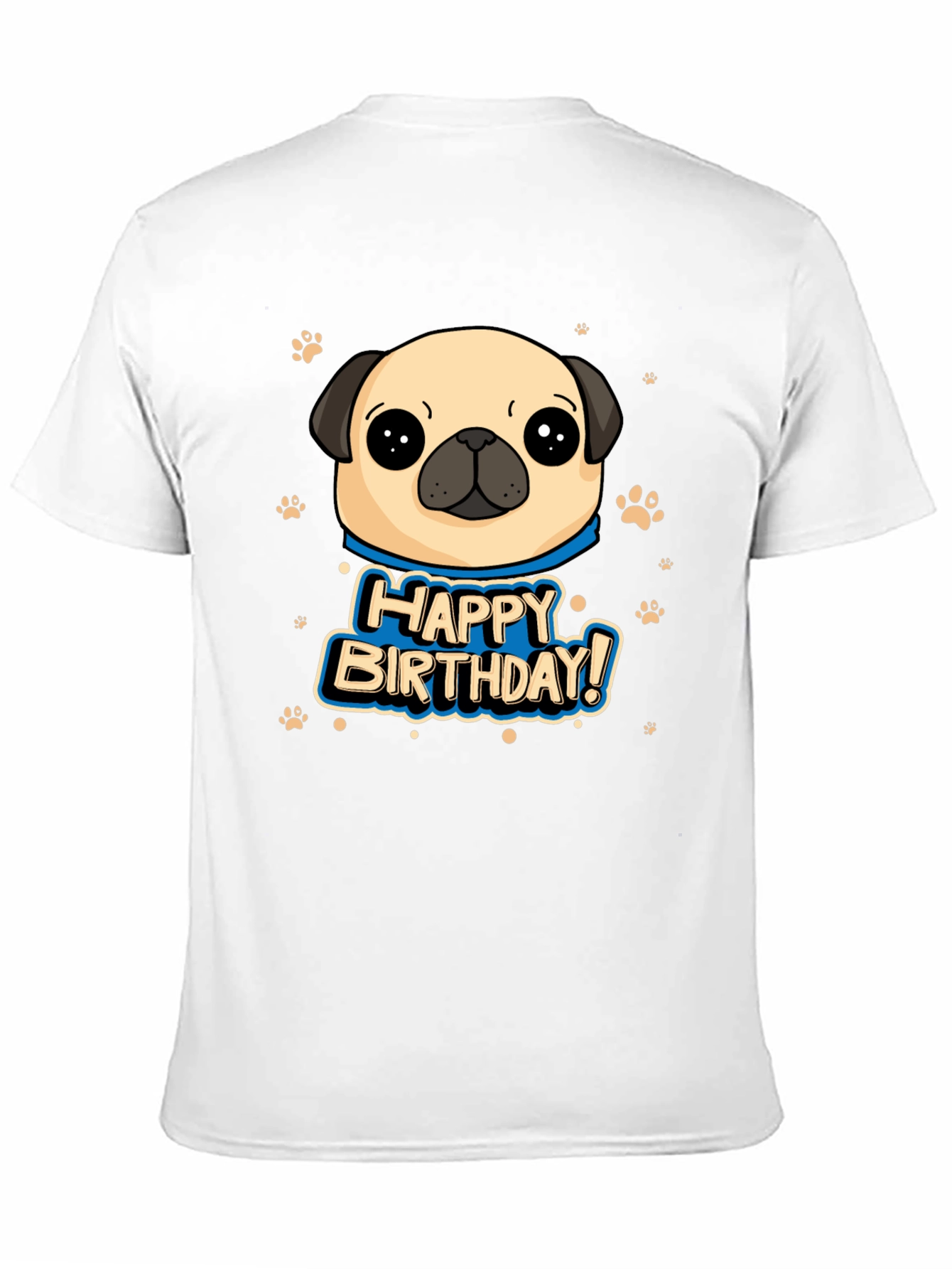 Pug Happy Birthday Black T-Shirt