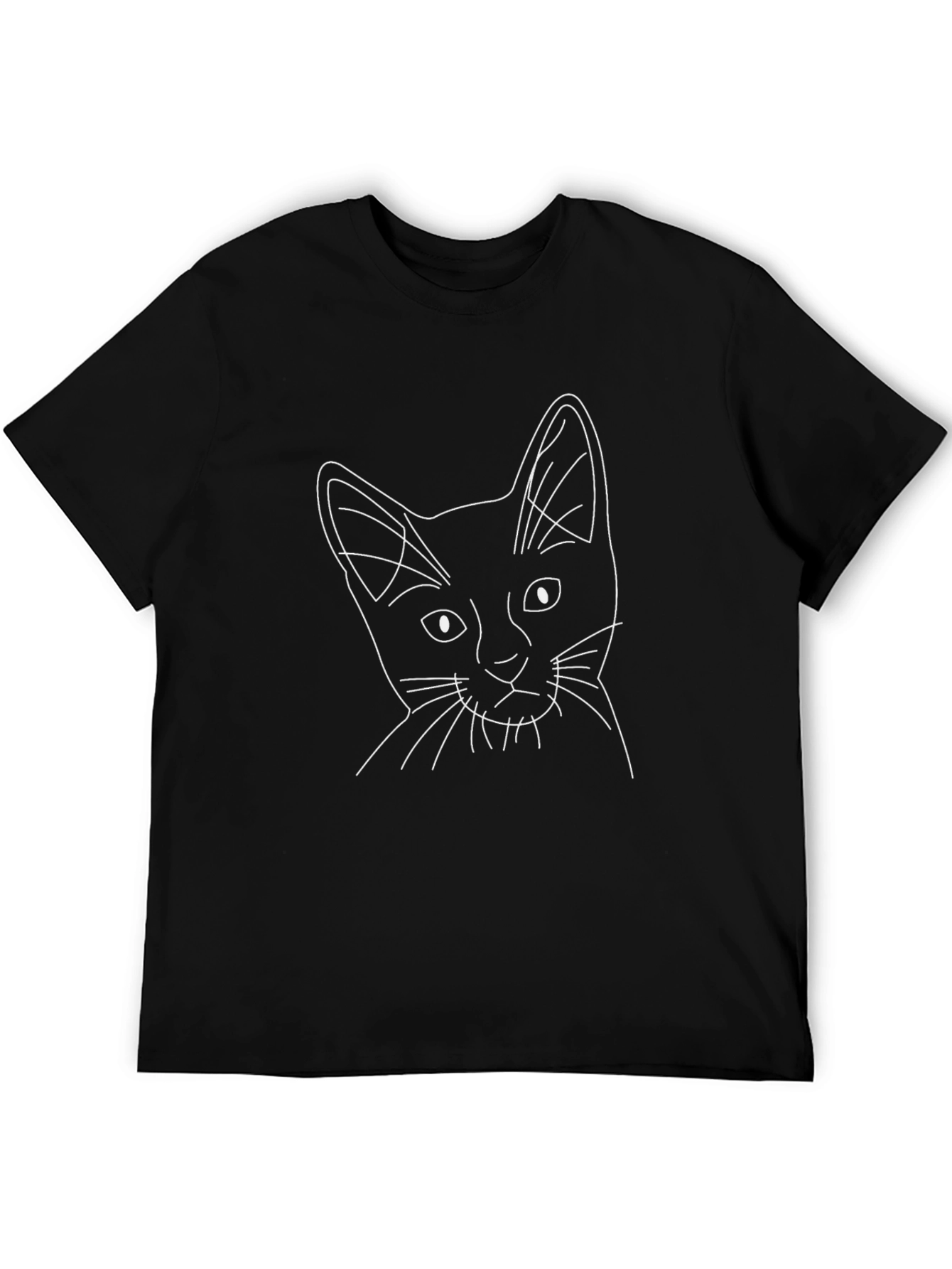 Minimalist Cat Sketch Black T-Shirt
