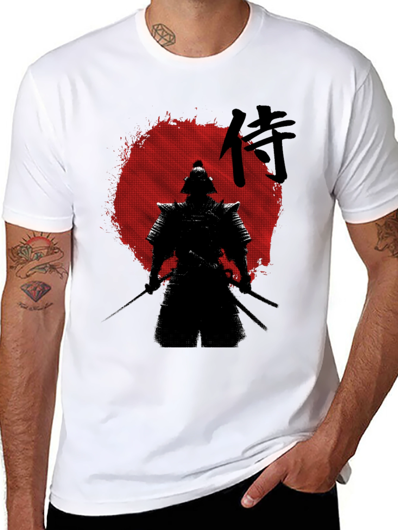 Samurai Graphic Print T-Shirt - Black