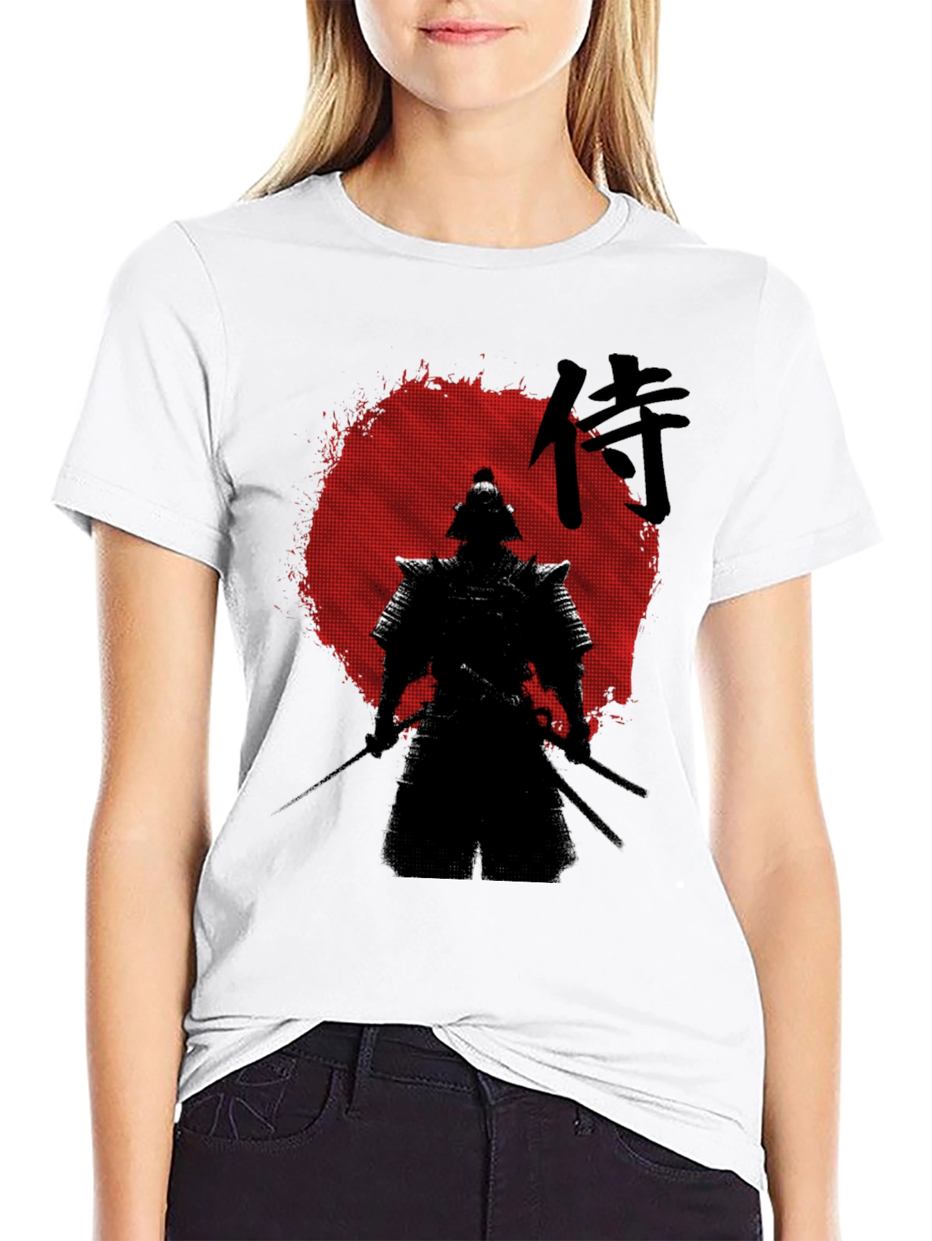 Samurai Graphic Print T-Shirt - Black