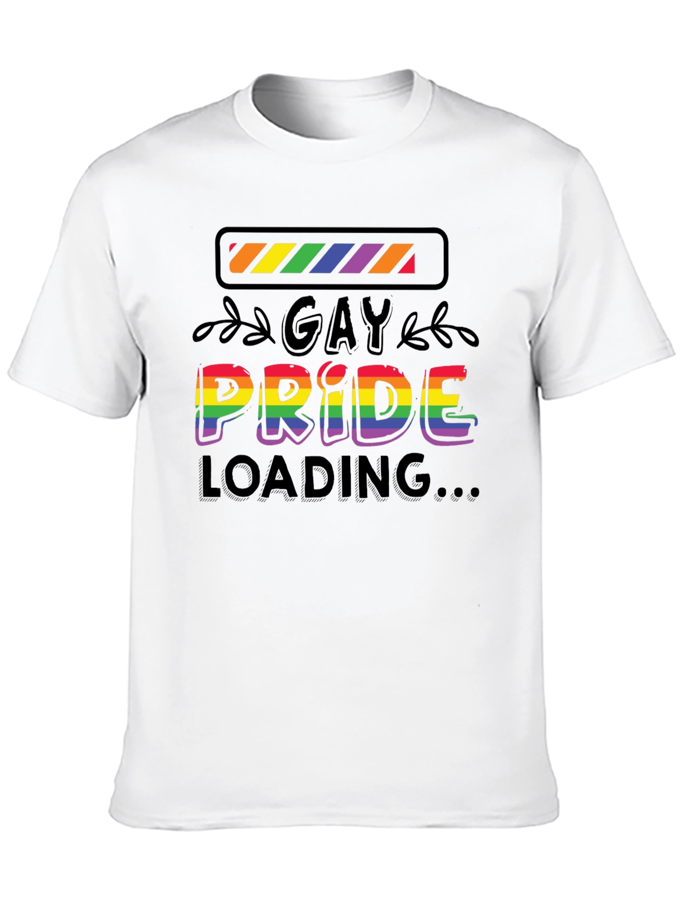 Gay Pride Loading T-Shirt - Black Cotton Blend Tee