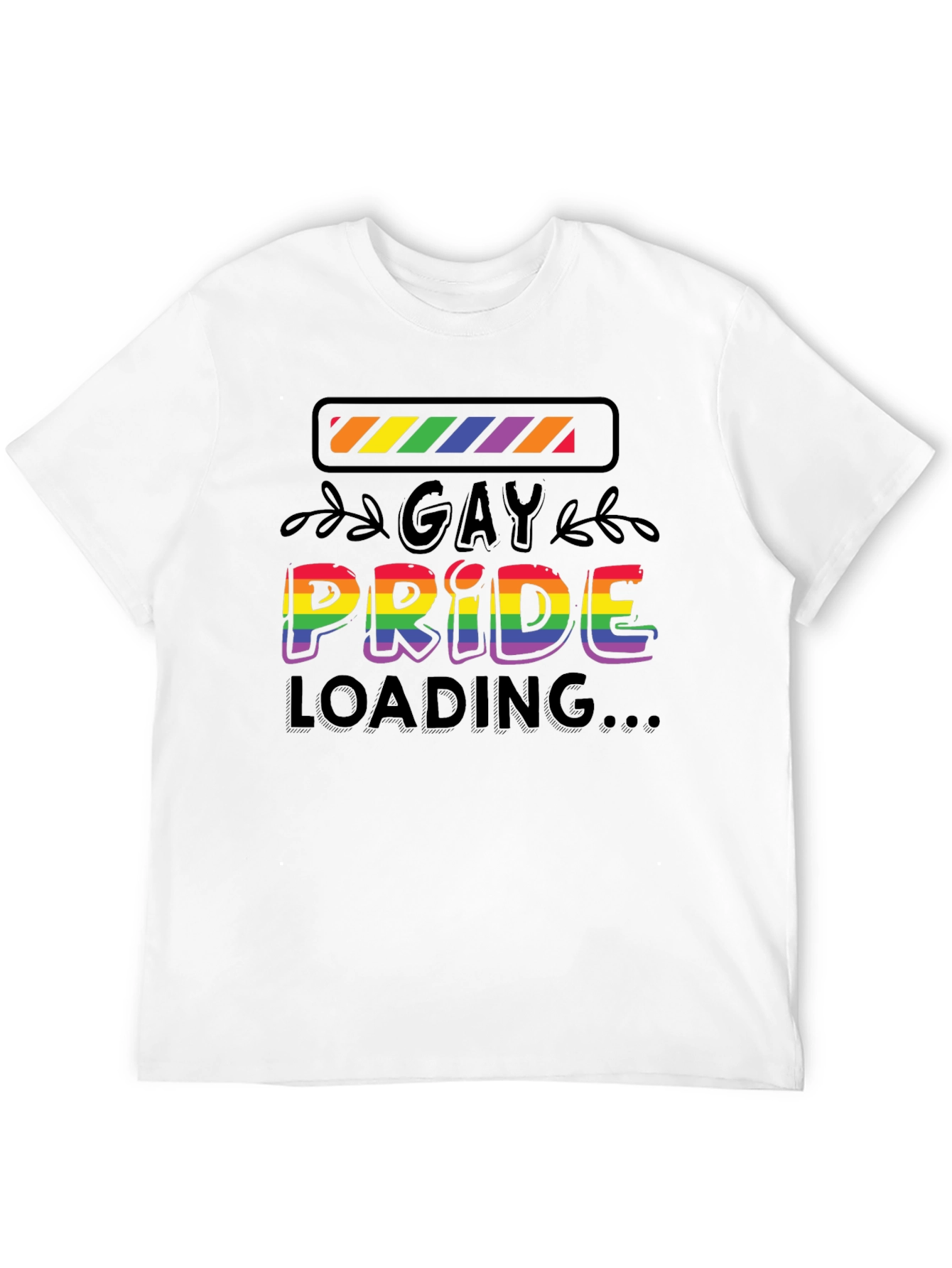 Gay Pride Loading T-Shirt - Black Cotton Blend Tee