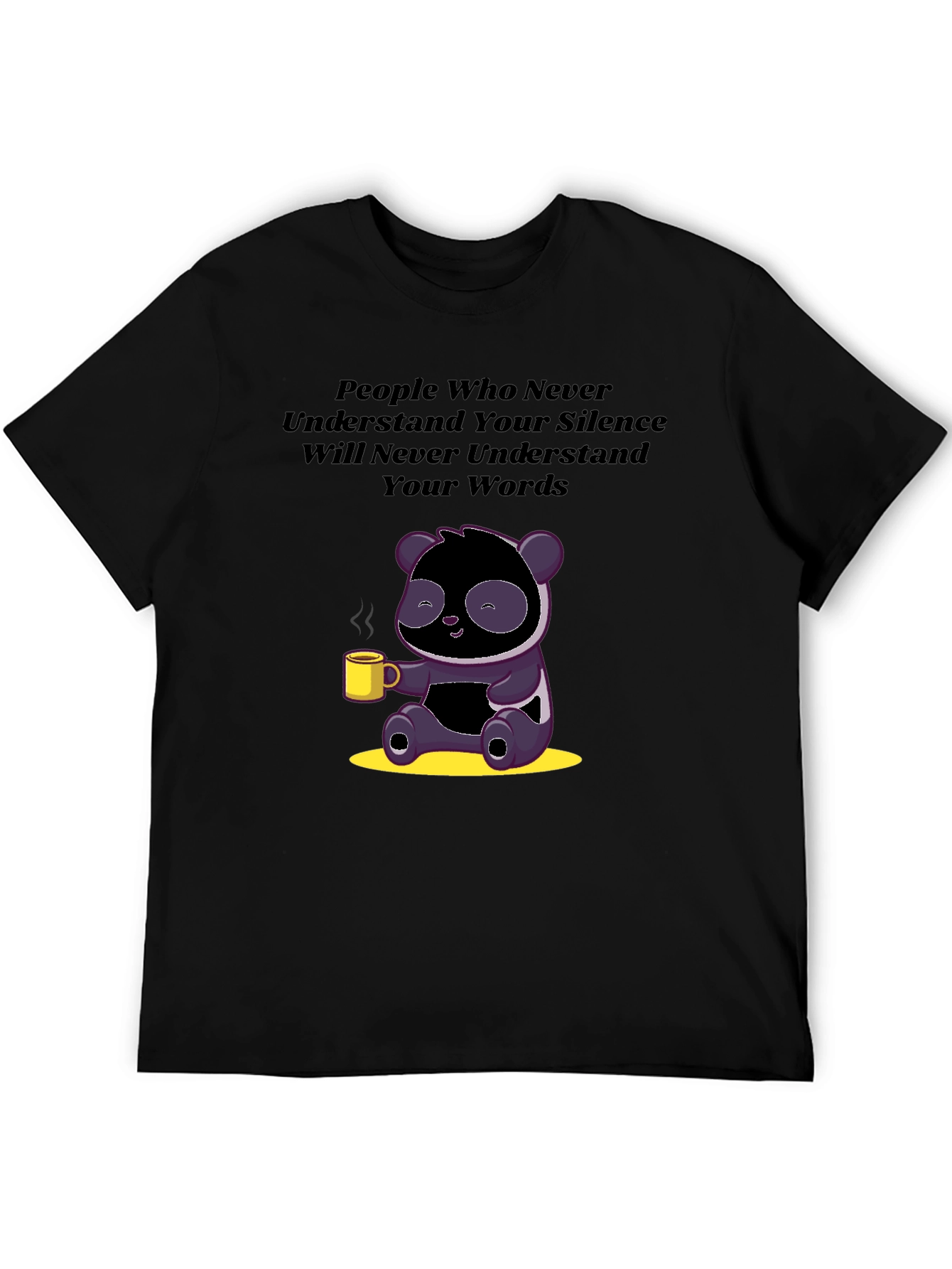 Silence & Words T-Shirt: Panda with Coffee