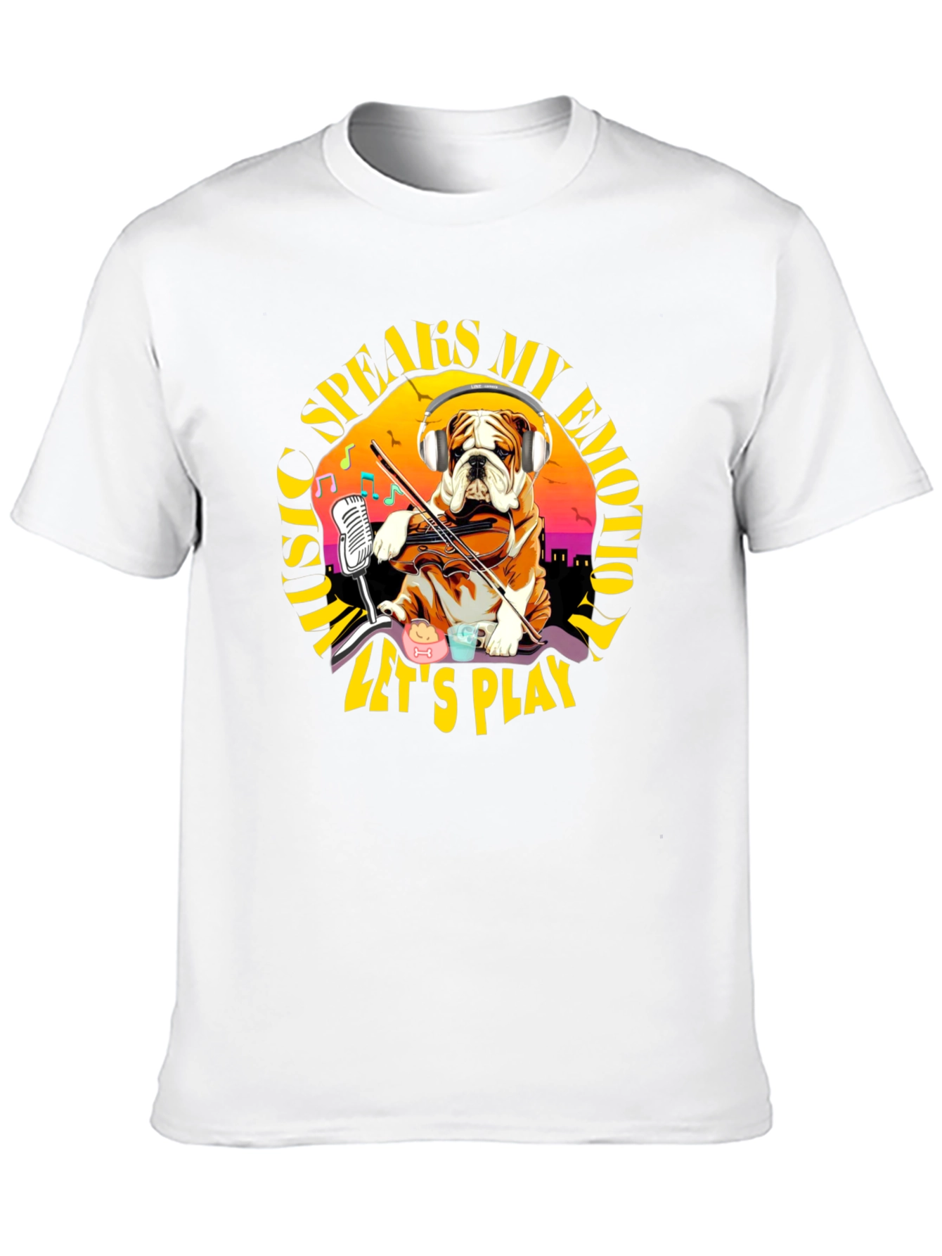 Music Speaks My Emotion Bulldog T-Shirt