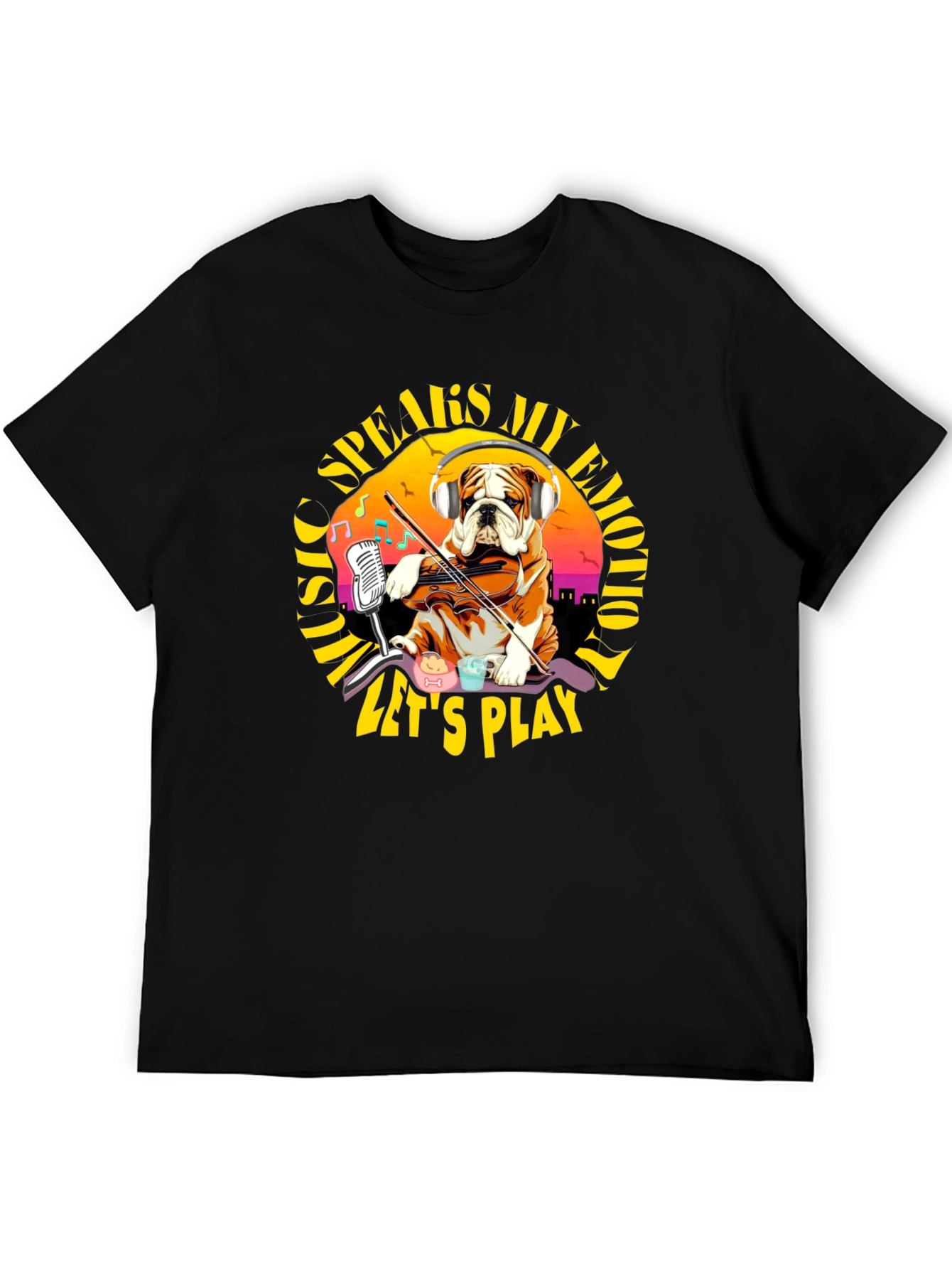 Music Speaks My Emotion Bulldog T-Shirt
