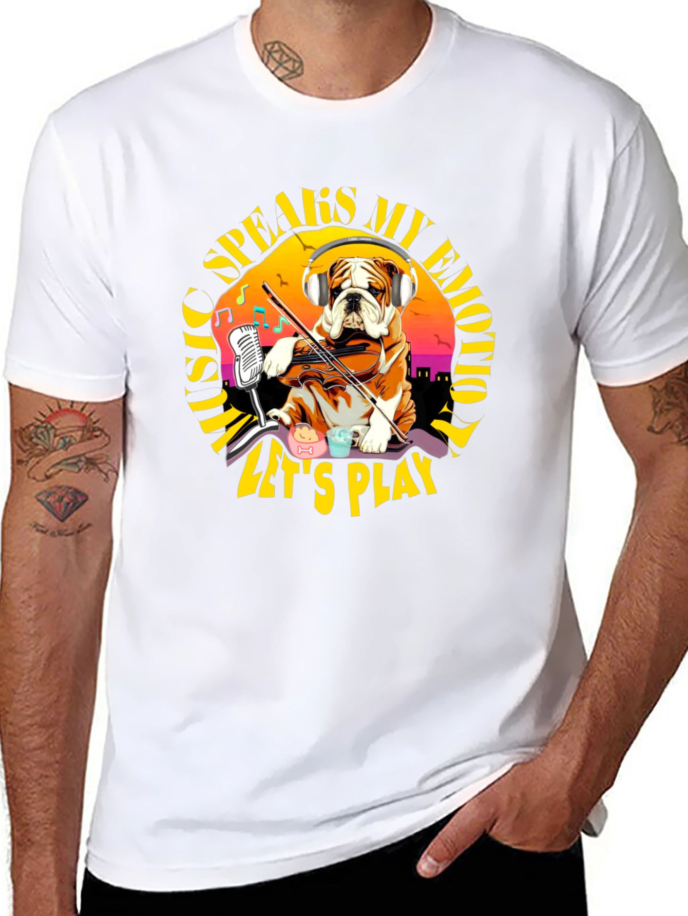 Music Speaks My Emotion Bulldog T-Shirt