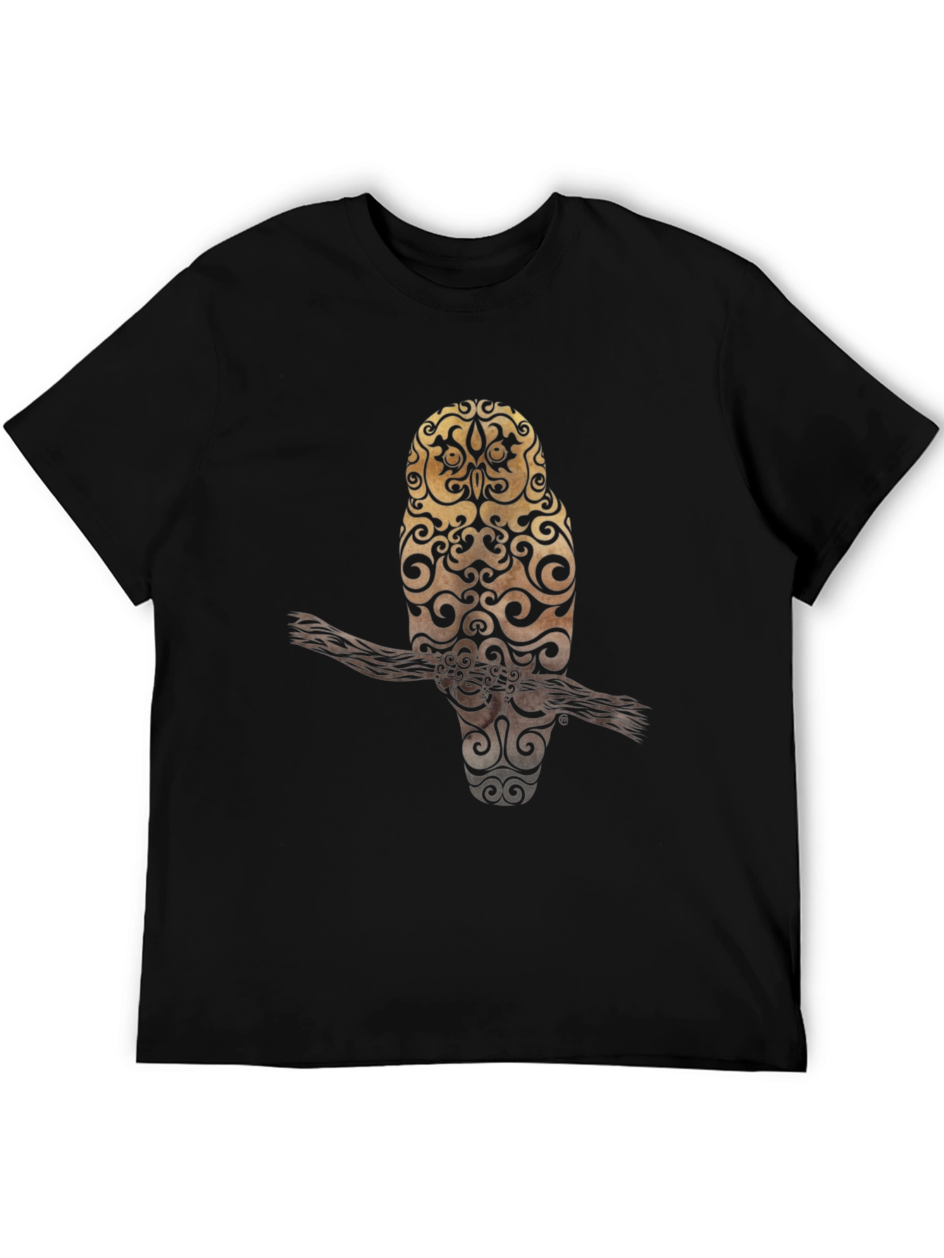 Owl Design Black T-Shirt