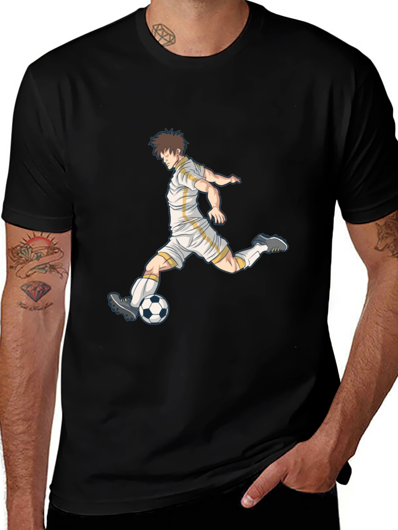 Soccer Player Graphic Black T-Shirt