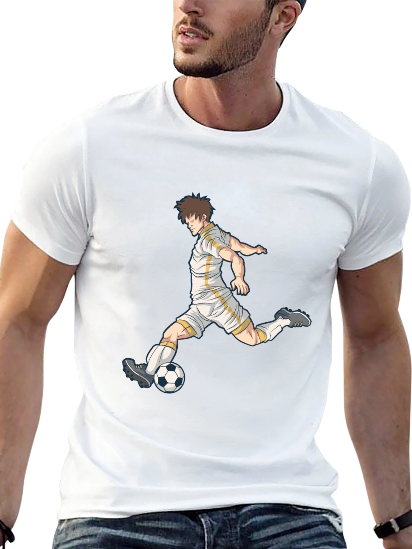Soccer Player Graphic Black T-Shirt