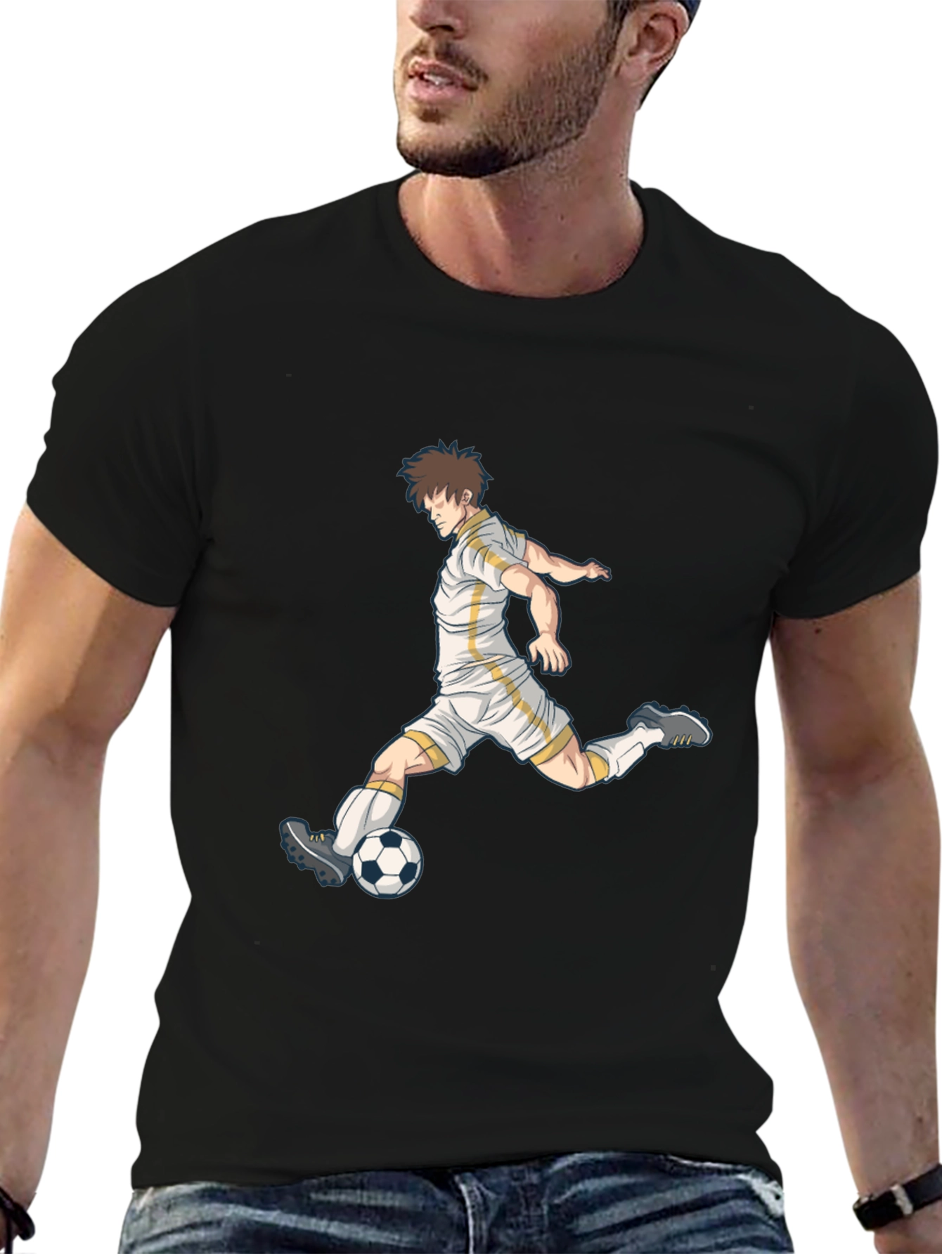 Soccer Player Graphic Black T-Shirt
