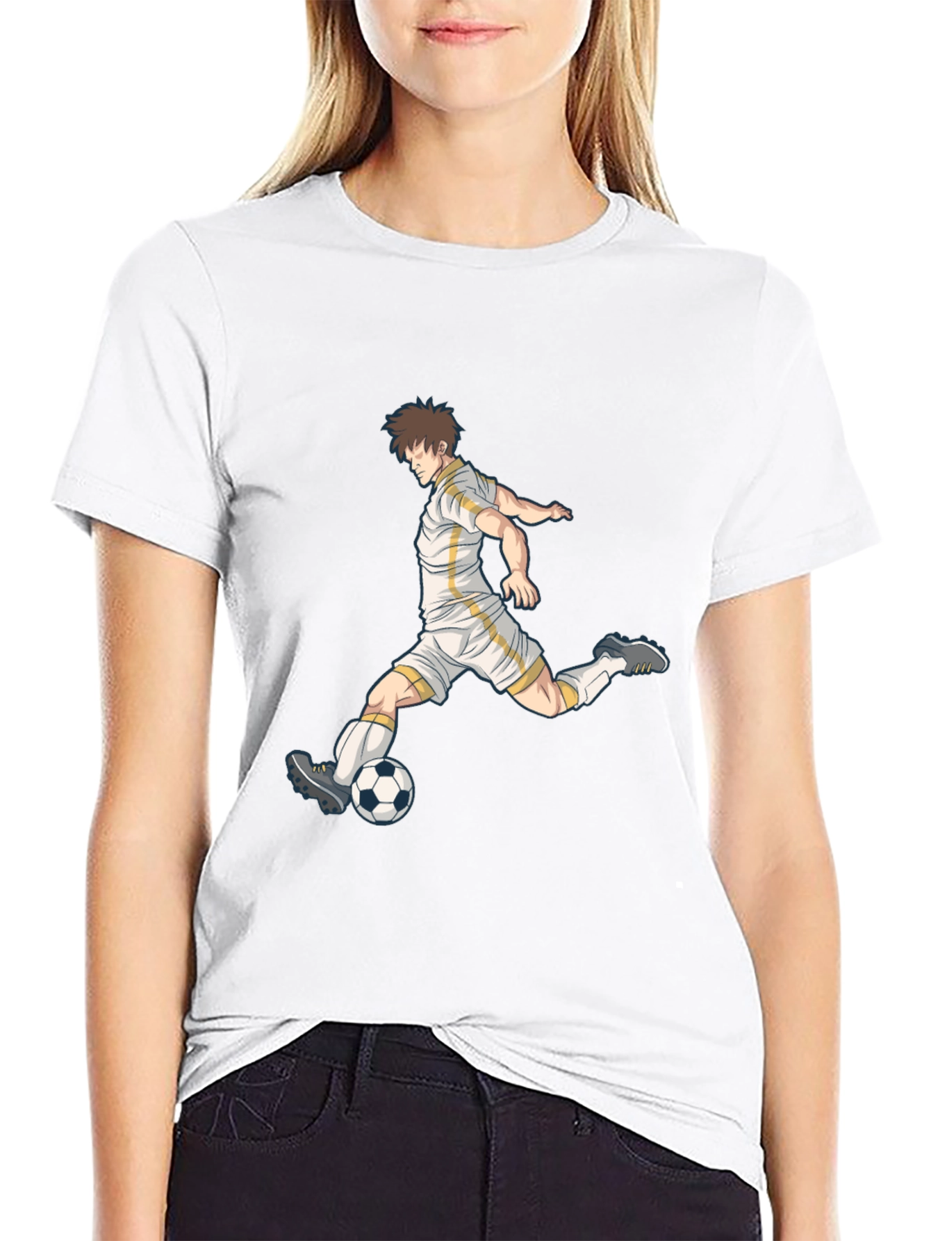 Soccer Player Graphic Black T-Shirt