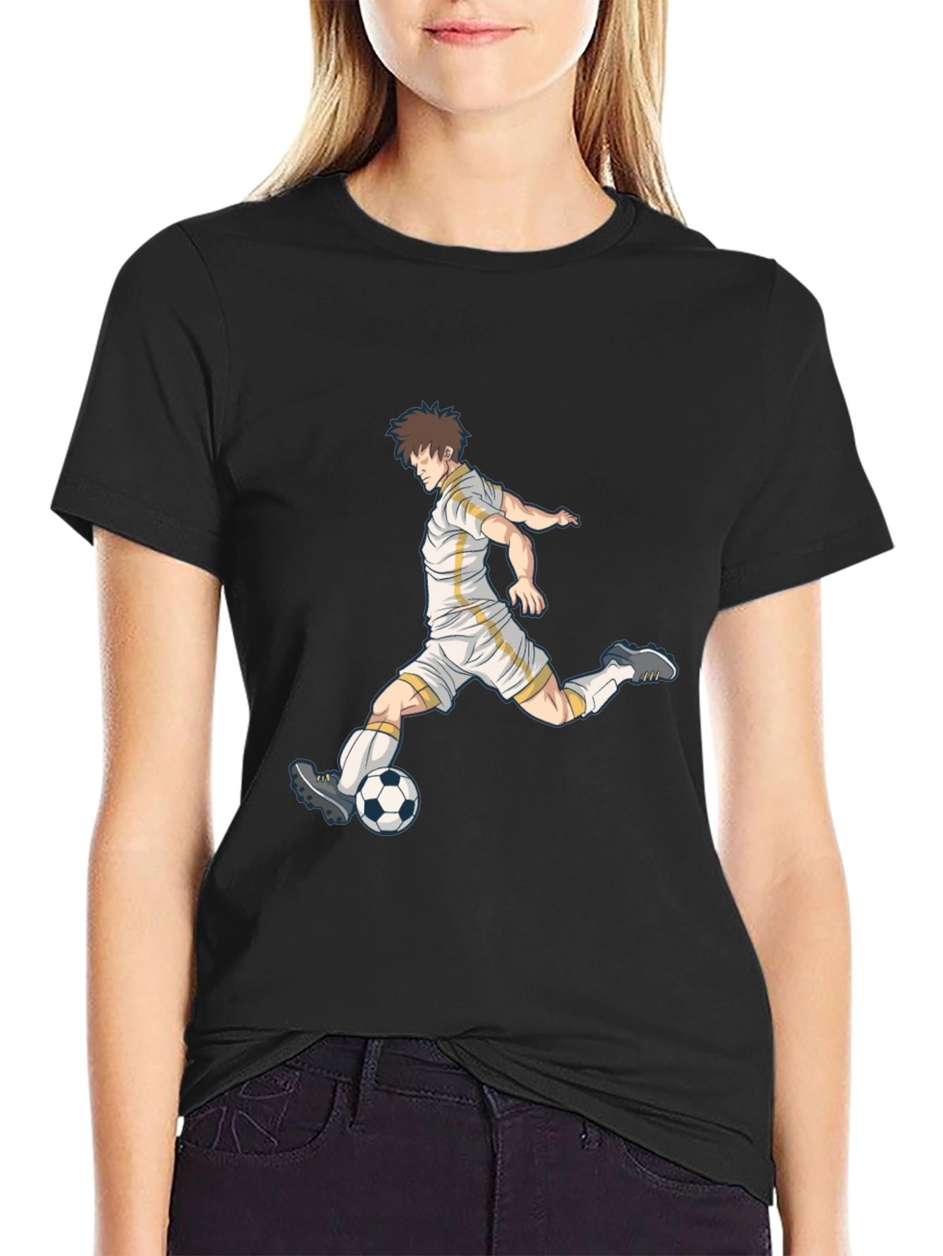 Soccer Player Graphic Black T-Shirt