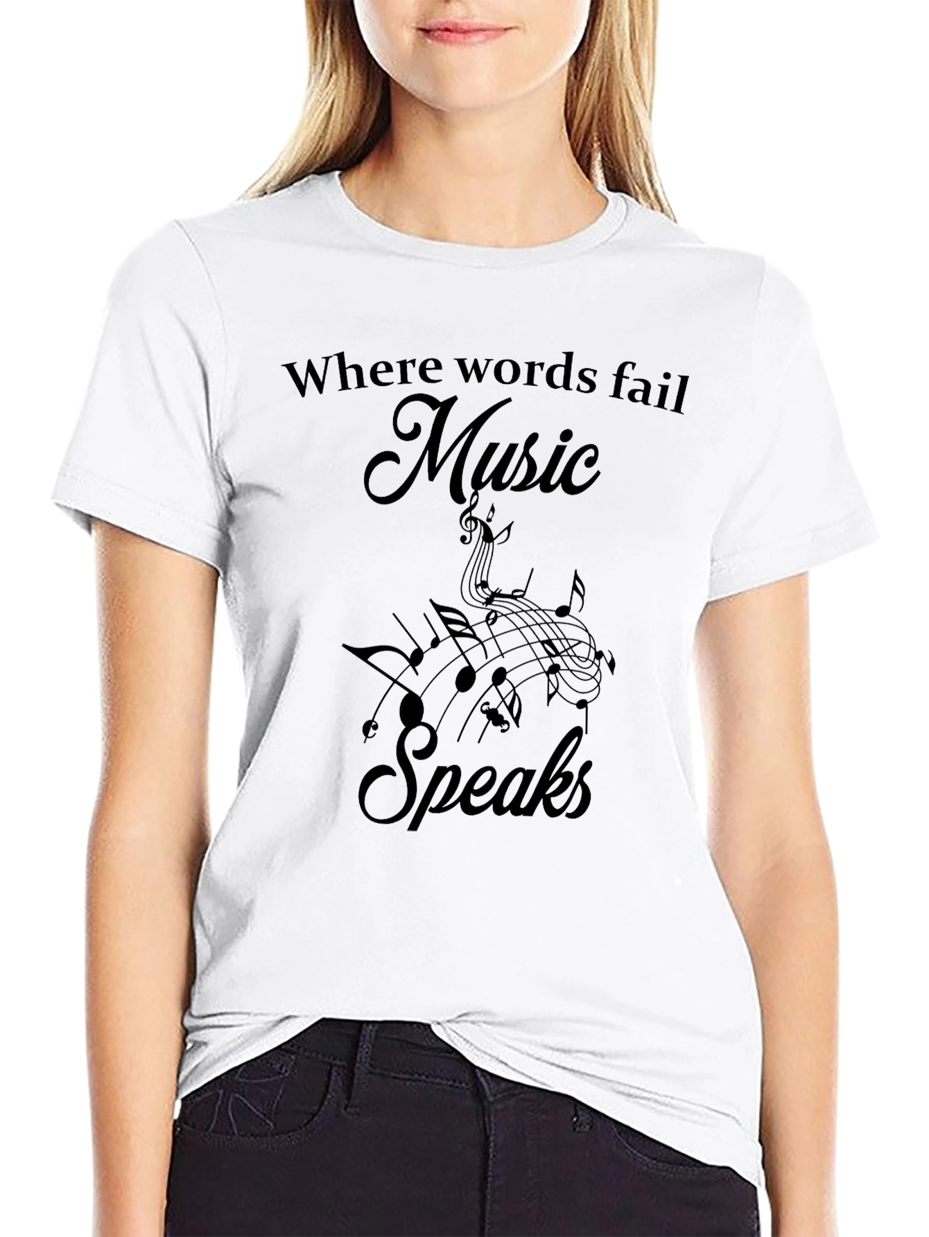 Music Speaks Graphic Tee - Soft Black Cotton T-Shirt
